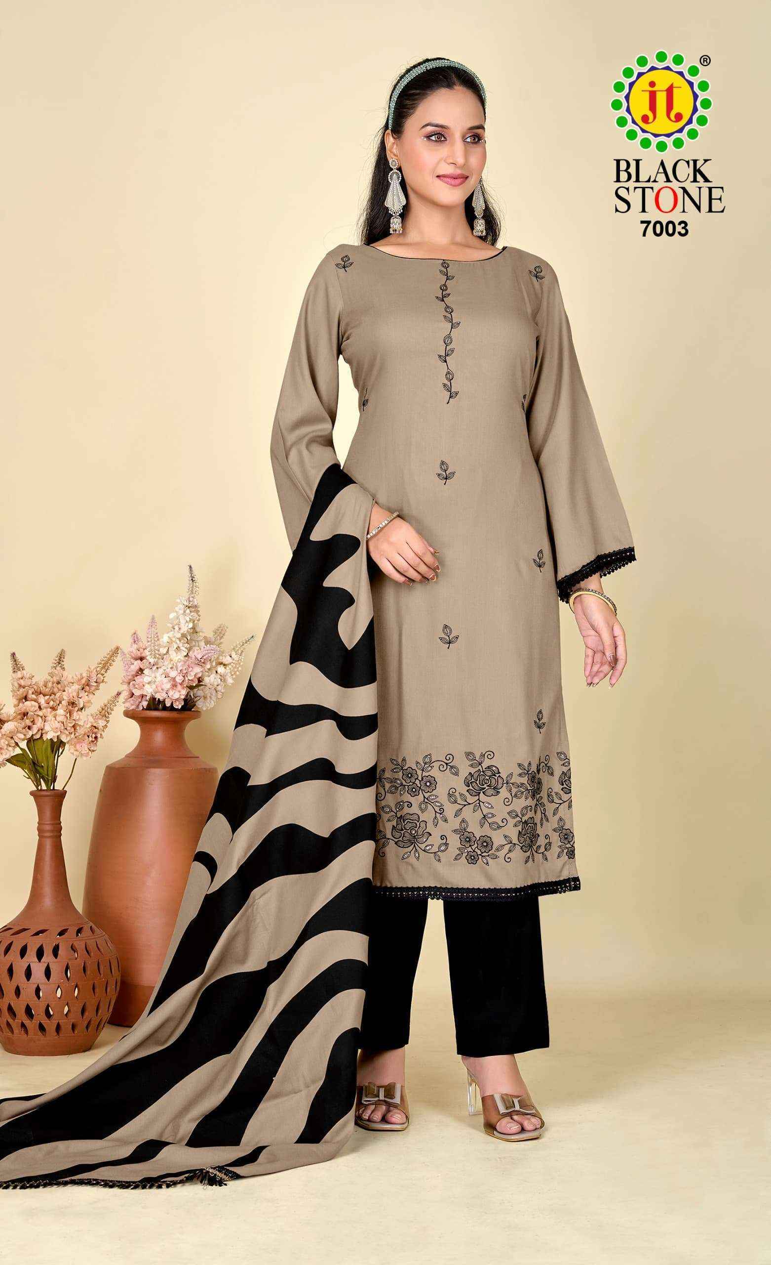 Jt Black Stone Vol-7 Rayon Dress Material (5 pcs Catalogue)