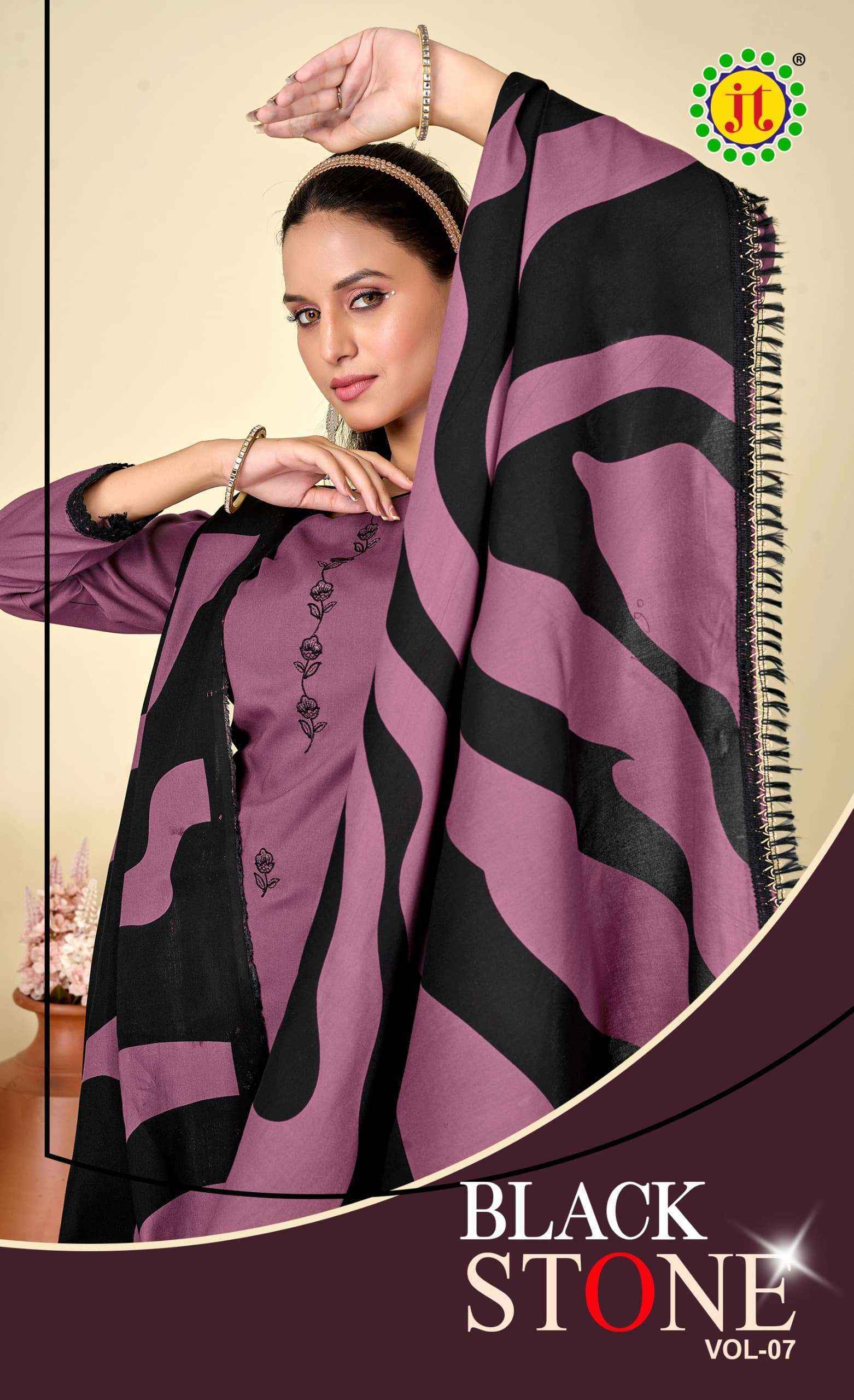 Jt Black Stone Vol-7 Rayon Dress Material (5 pcs Catalogue)