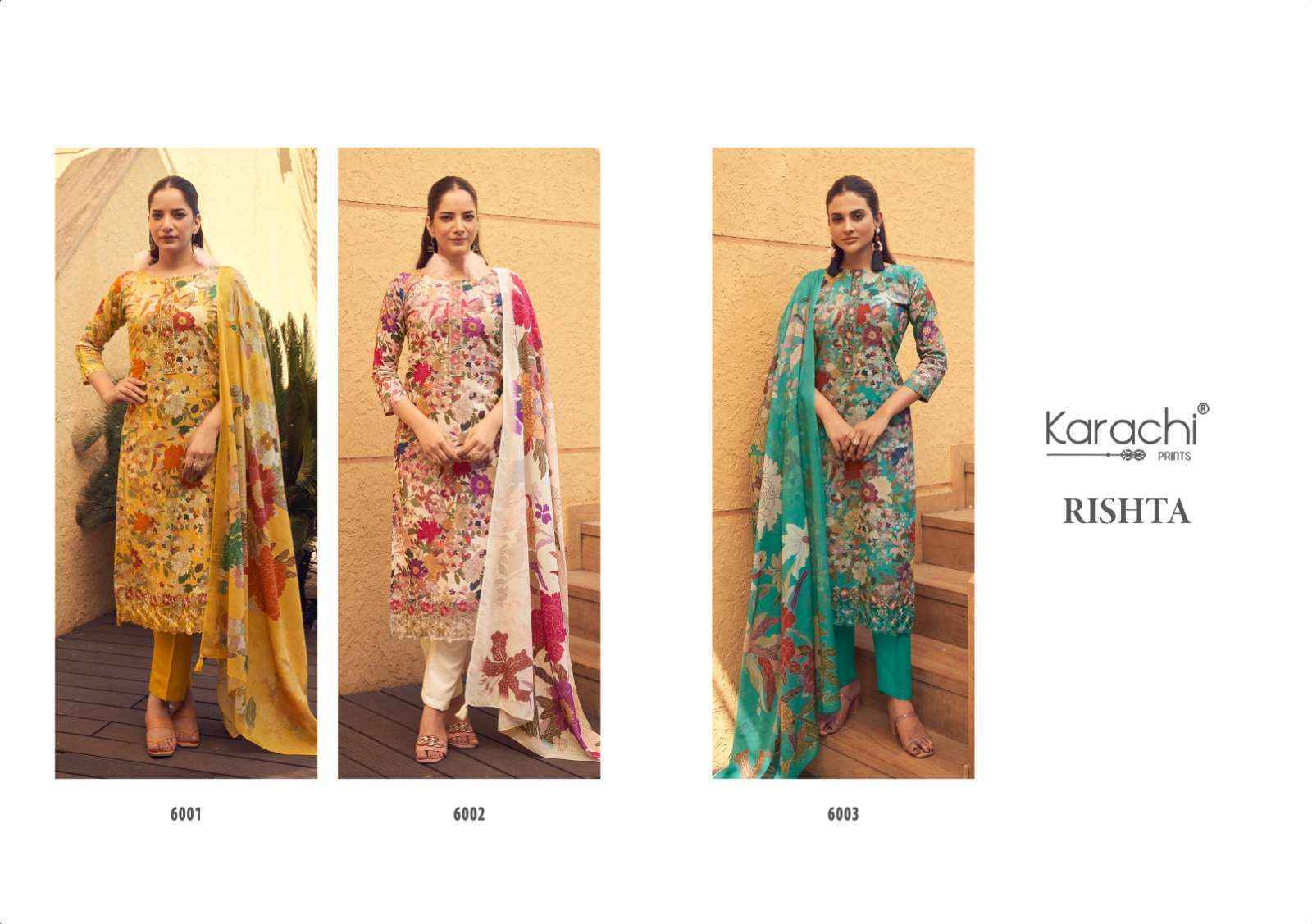 Karachi Prints Rishta Lawn Cotton Dress Material (3 pcs Catalogue)