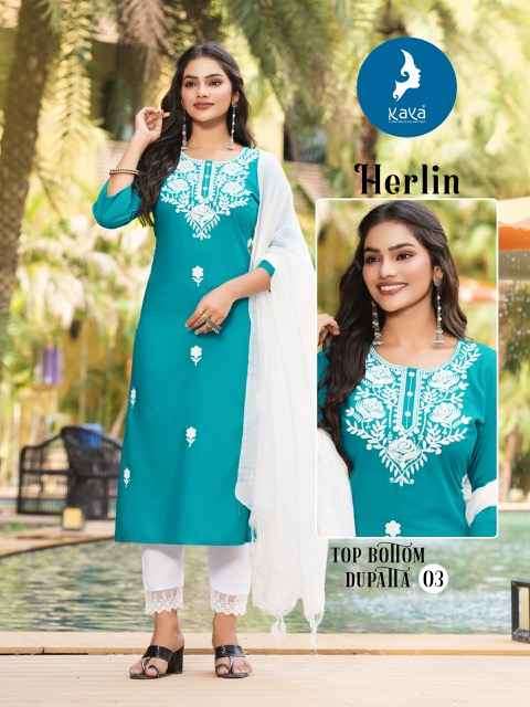 Kaya Herlin Rayon Readymade Suit (6 pcs Catalogue)