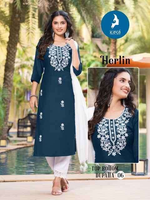 Kaya Herlin Rayon Readymade Suit (6 pcs Catalogue)
