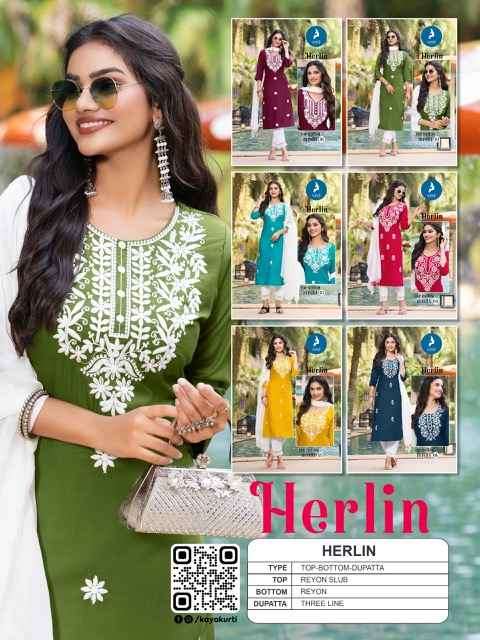 Kaya Herlin Rayon Readymade Suit (6 pcs Catalogue)