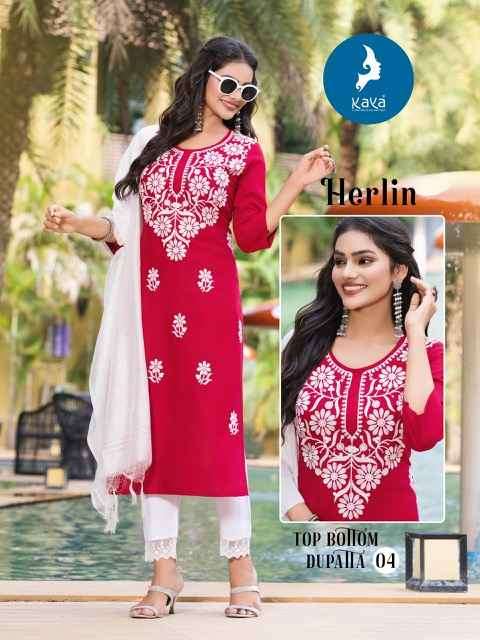 Kaya Herlin Rayon Readymade Suit (6 pcs Catalogue)