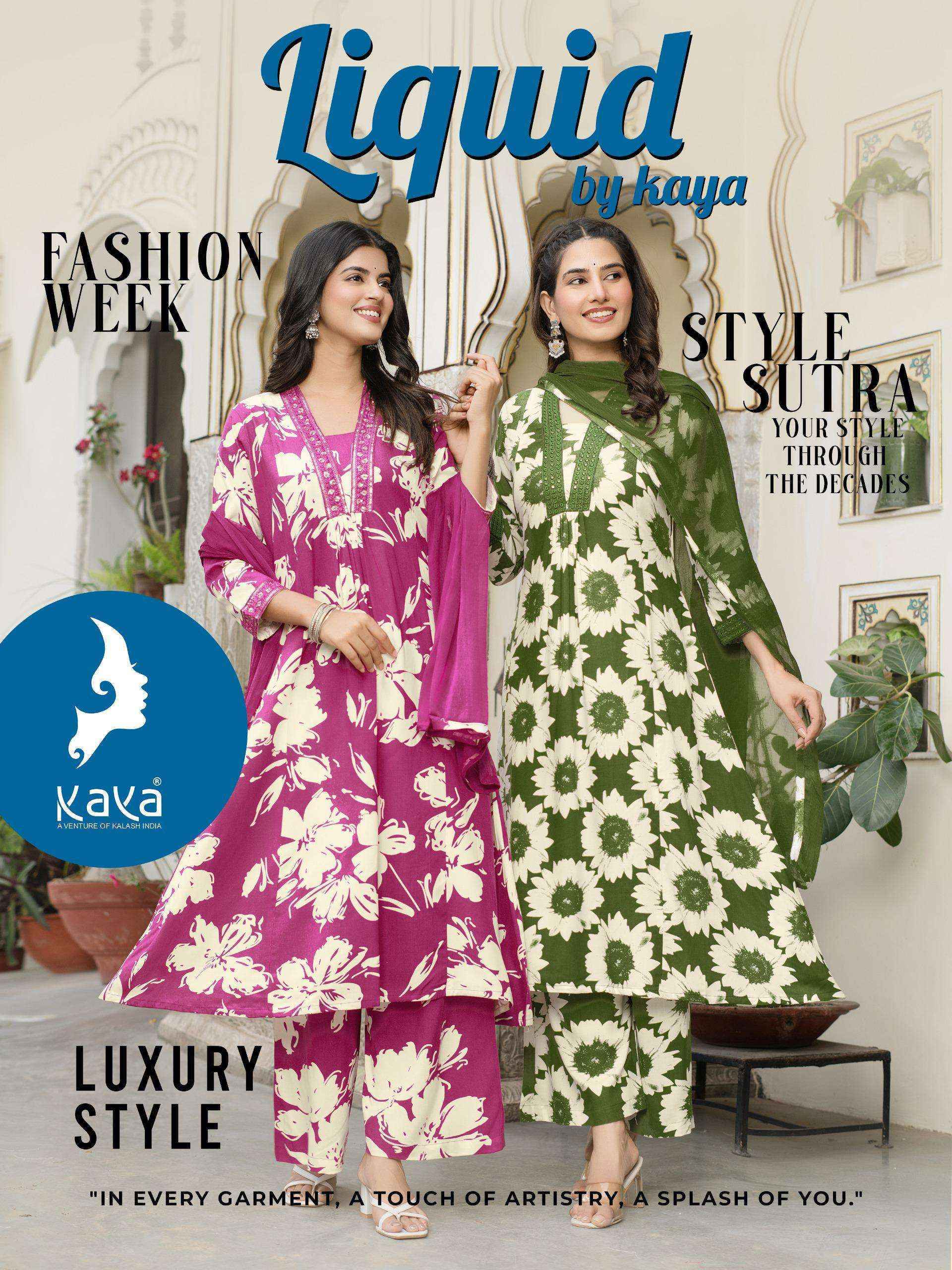 Kaya Liquid Rayon Readymade Suit (6 pcs Catalogue)