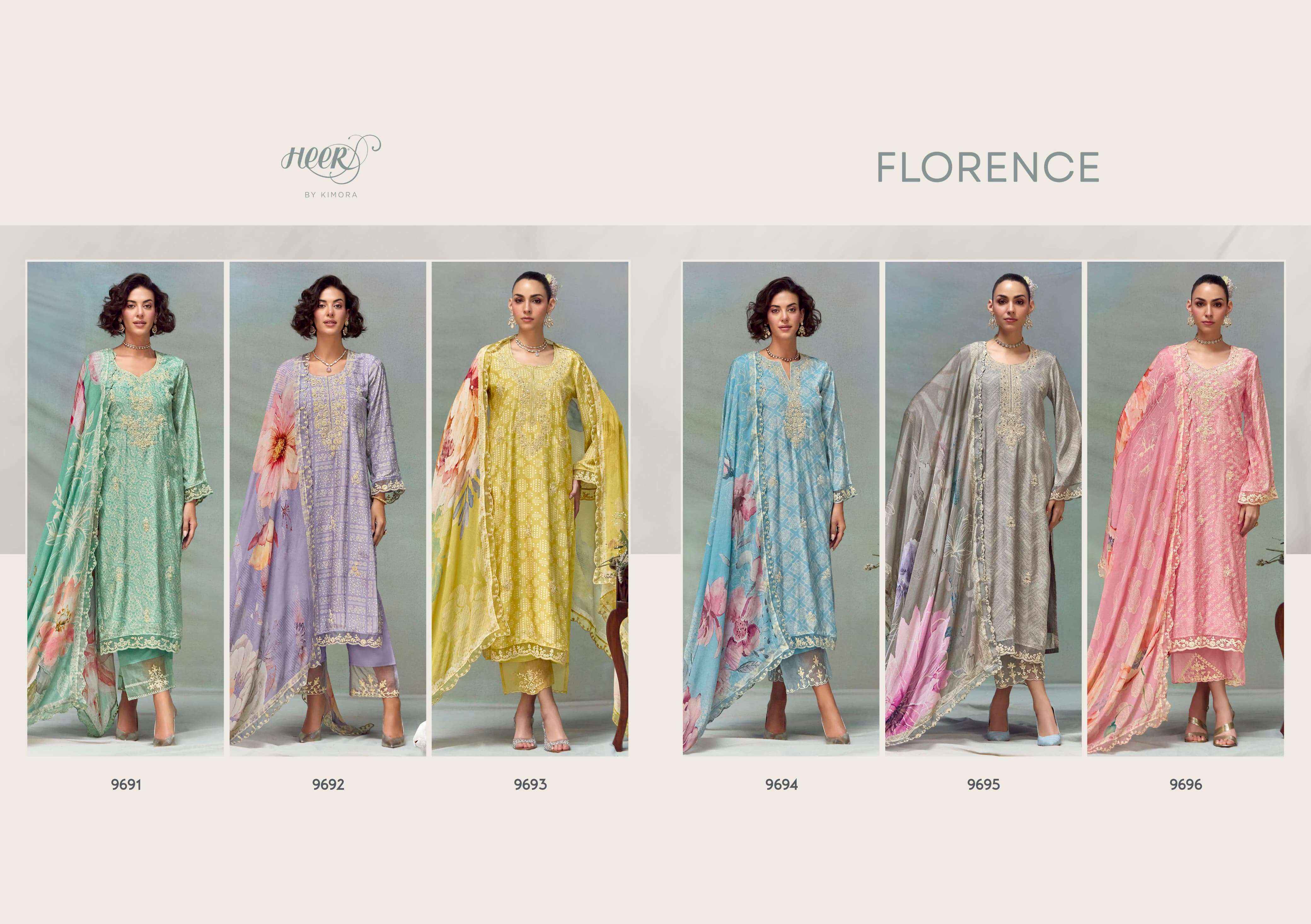 Kimora Heer Florence Vol-213 Musline Dress Material (6 pcs Catalogue)