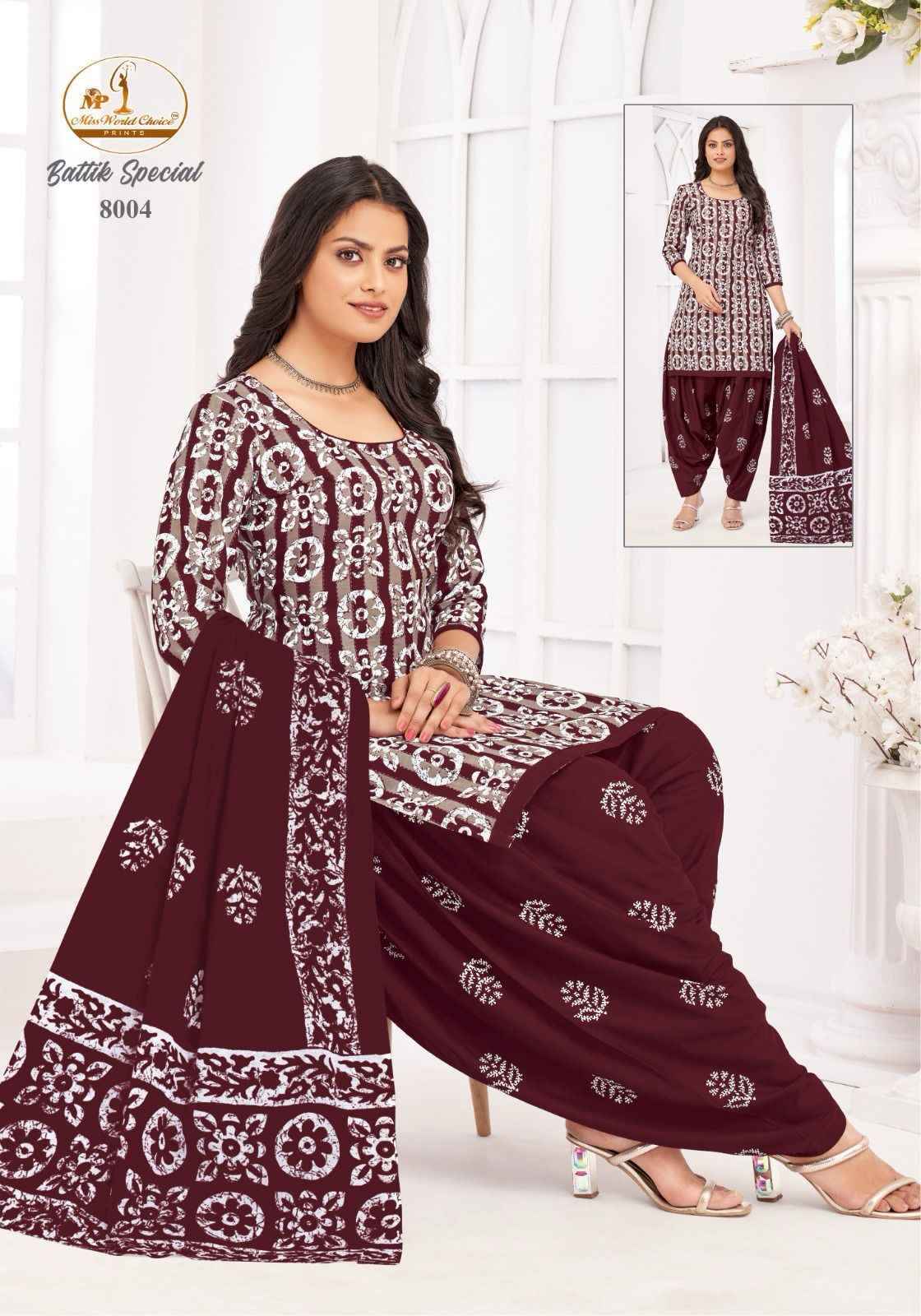 Miss World Choice Battik Special Vol-8 Cotton Readymade Suit (10 pcs Catalogue)