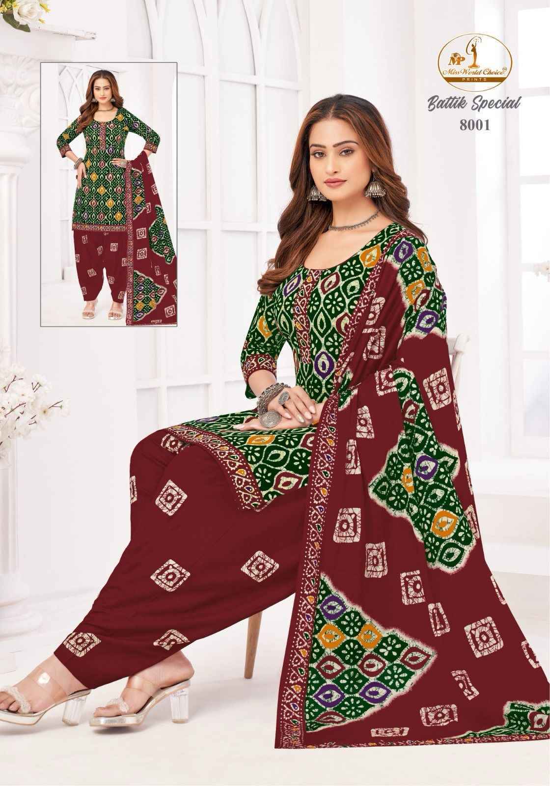 Miss World Choice Battik Special Vol-8 Cotton Readymade Suit (10 pcs Catalogue)