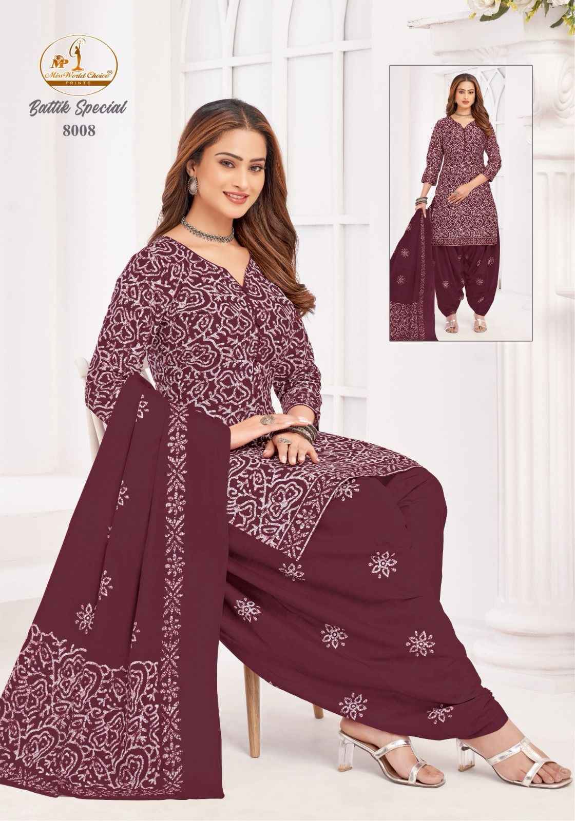 Miss World Choice Battik Special Vol-8 Cotton Readymade Suit (10 pcs Catalogue)