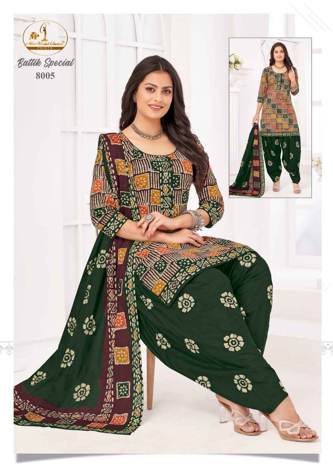 Miss World Choice Battik Special Vol-8 Cotton Readymade Suit (10 pcs Catalogue)