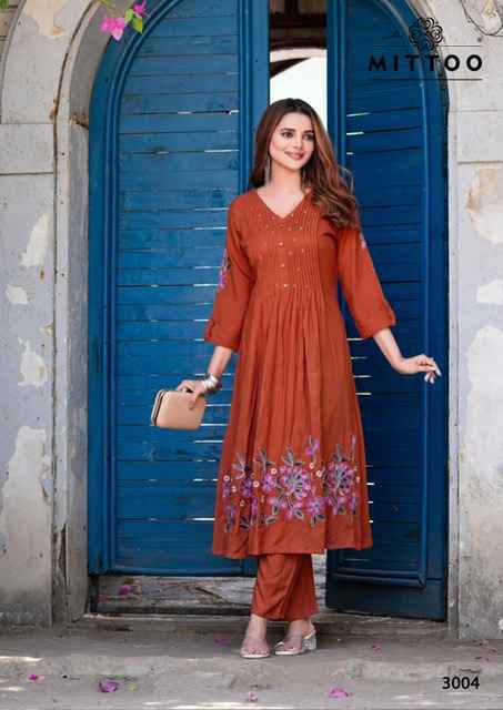 Mittoo Tanvika Rayon Kurti With Bottom (5 pcs Catalogue)