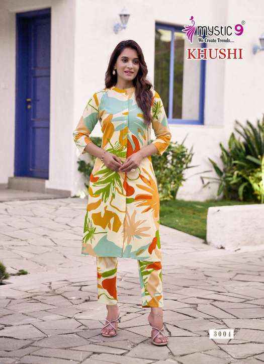 Mystic 9 Khushi Vol-3 Viscouse Kurti With Bottom (10 pcs Catalogue)