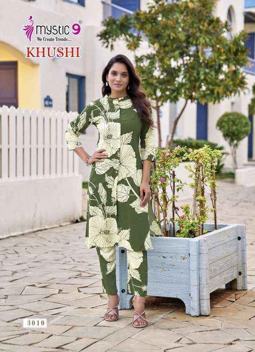 Mystic 9 Khushi Vol-3 Viscouse Kurti With Bottom (10 pcs Catalogue)