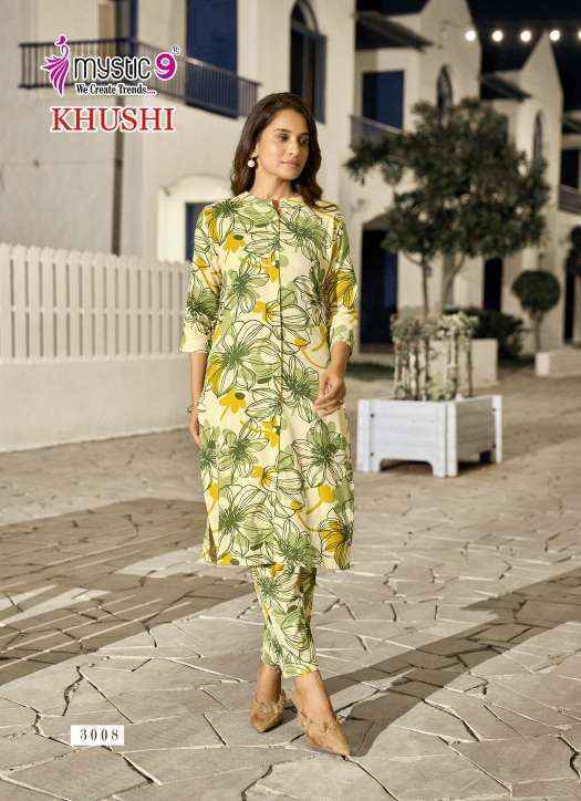 Mystic 9 Khushi Vol-3 Viscouse Kurti With Bottom (10 pcs Catalogue)