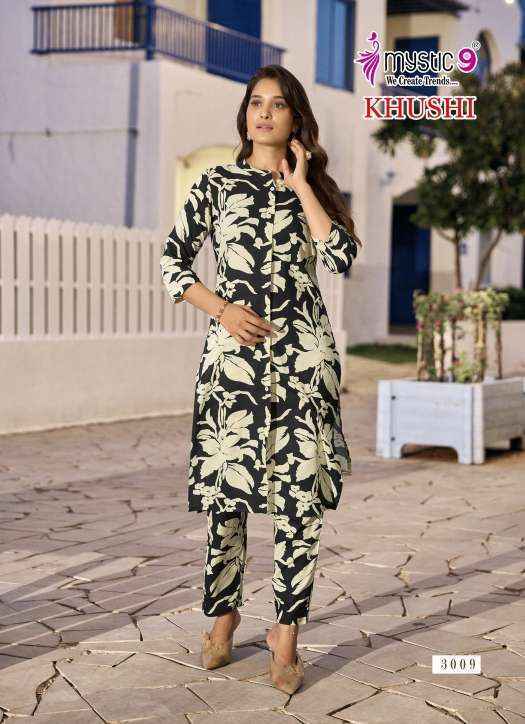 Mystic 9 Khushi Vol-3 Viscouse Kurti With Bottom (10 pcs Catalogue)
