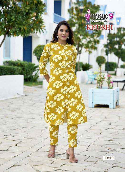 Mystic 9 Khushi Vol-3 Viscouse Kurti With Bottom (10 pcs Catalogue)