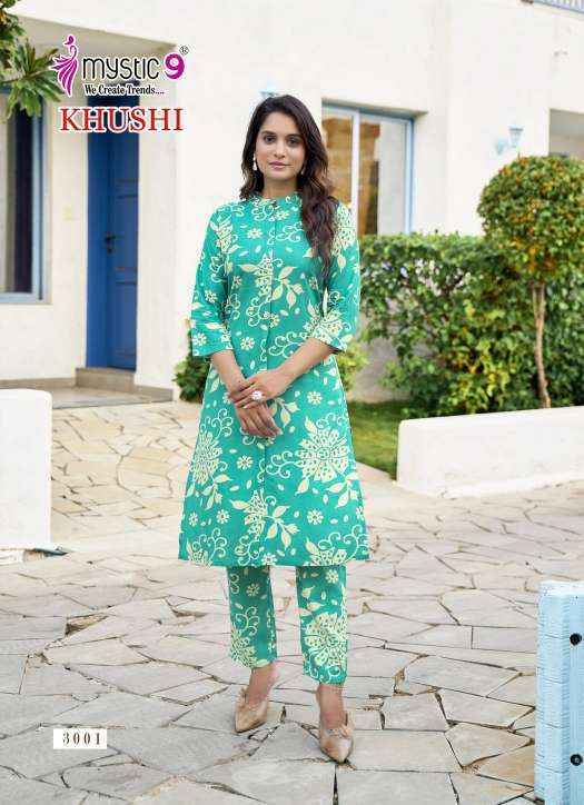 Mystic 9 Khushi Vol-3 Viscouse Kurti With Bottom (10 pcs Catalogue)