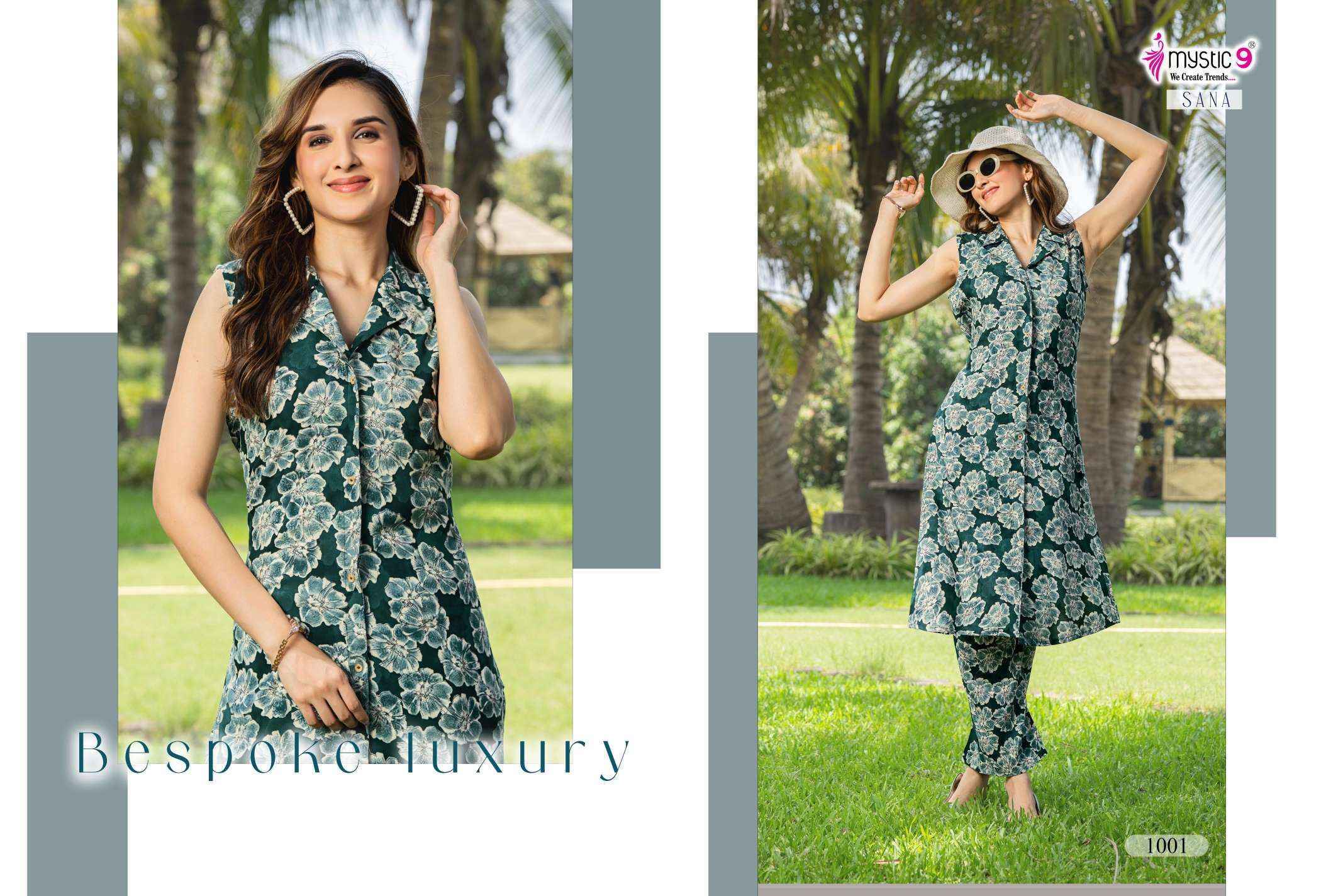 Mystic 9 Sana Vol-1 Rayon Kurti With Bottom (10 pcs Catalogue)