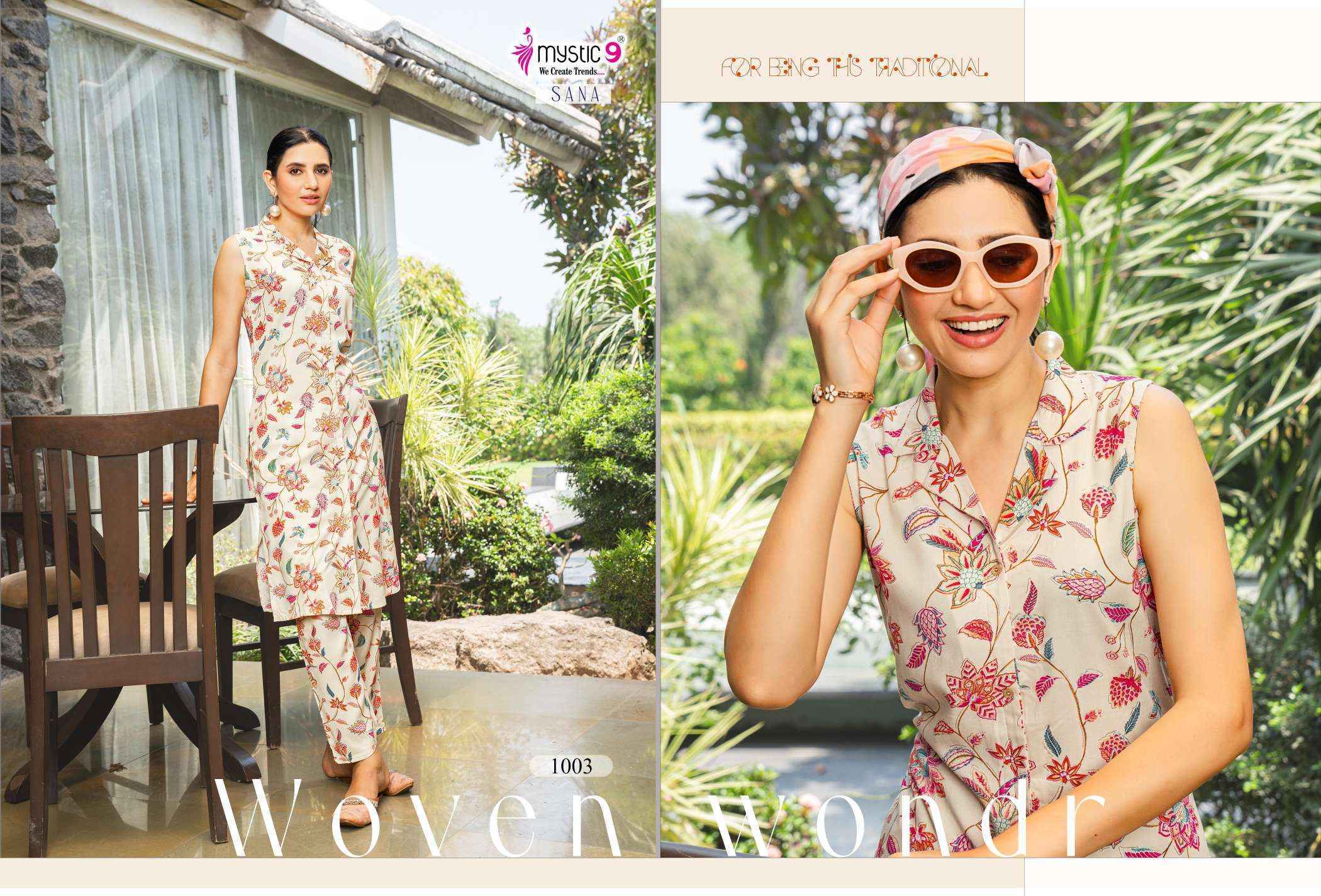 Mystic 9 Sana Vol-1 Rayon Kurti With Bottom (10 pcs Catalogue)