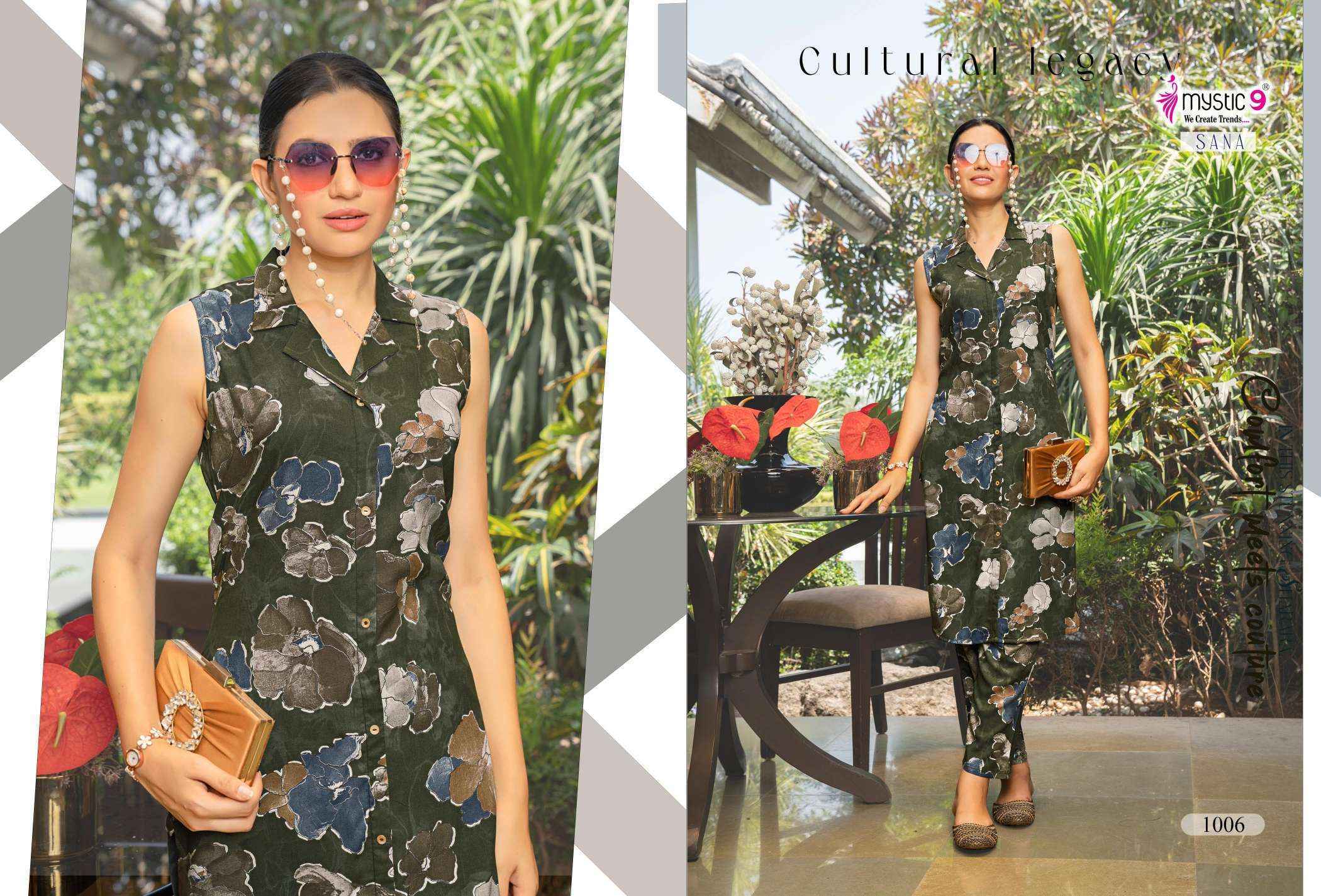 Mystic 9 Sana Vol-1 Rayon Kurti With Bottom (10 pcs Catalogue)