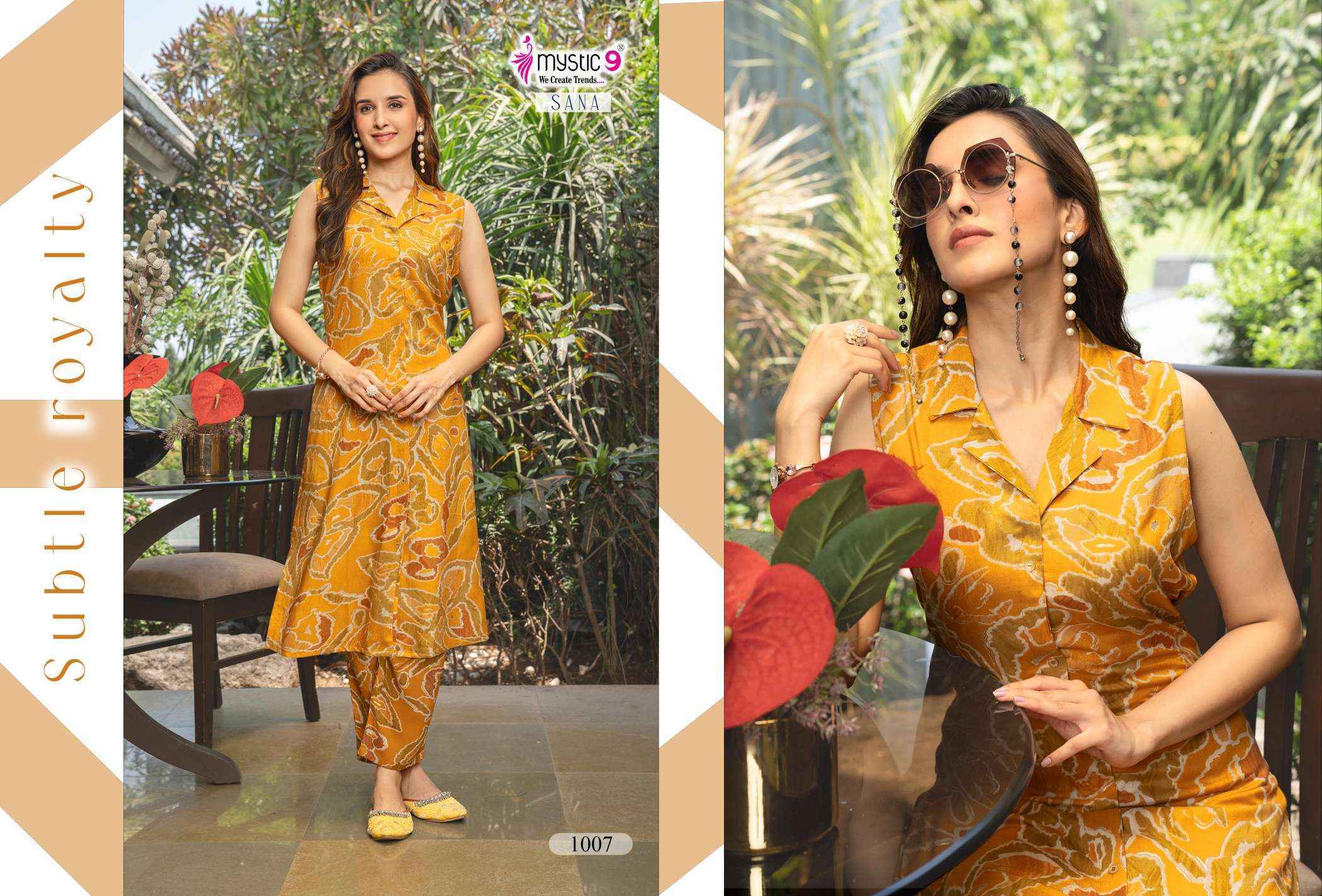 Mystic 9 Sana Vol-1 Rayon Kurti With Bottom (10 pcs Catalogue)