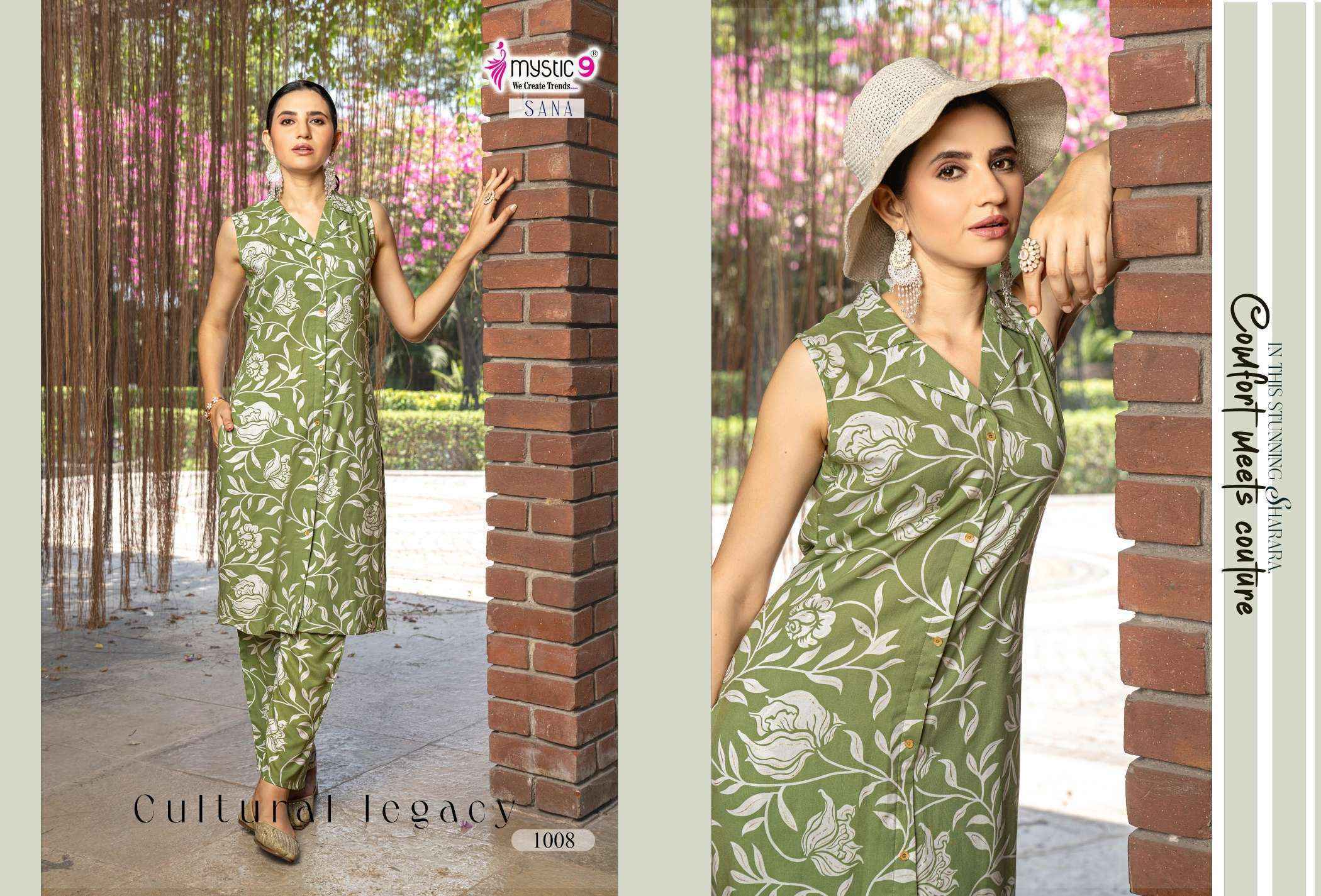Mystic 9 Sana Vol-1 Rayon Kurti With Bottom (10 pcs Catalogue)