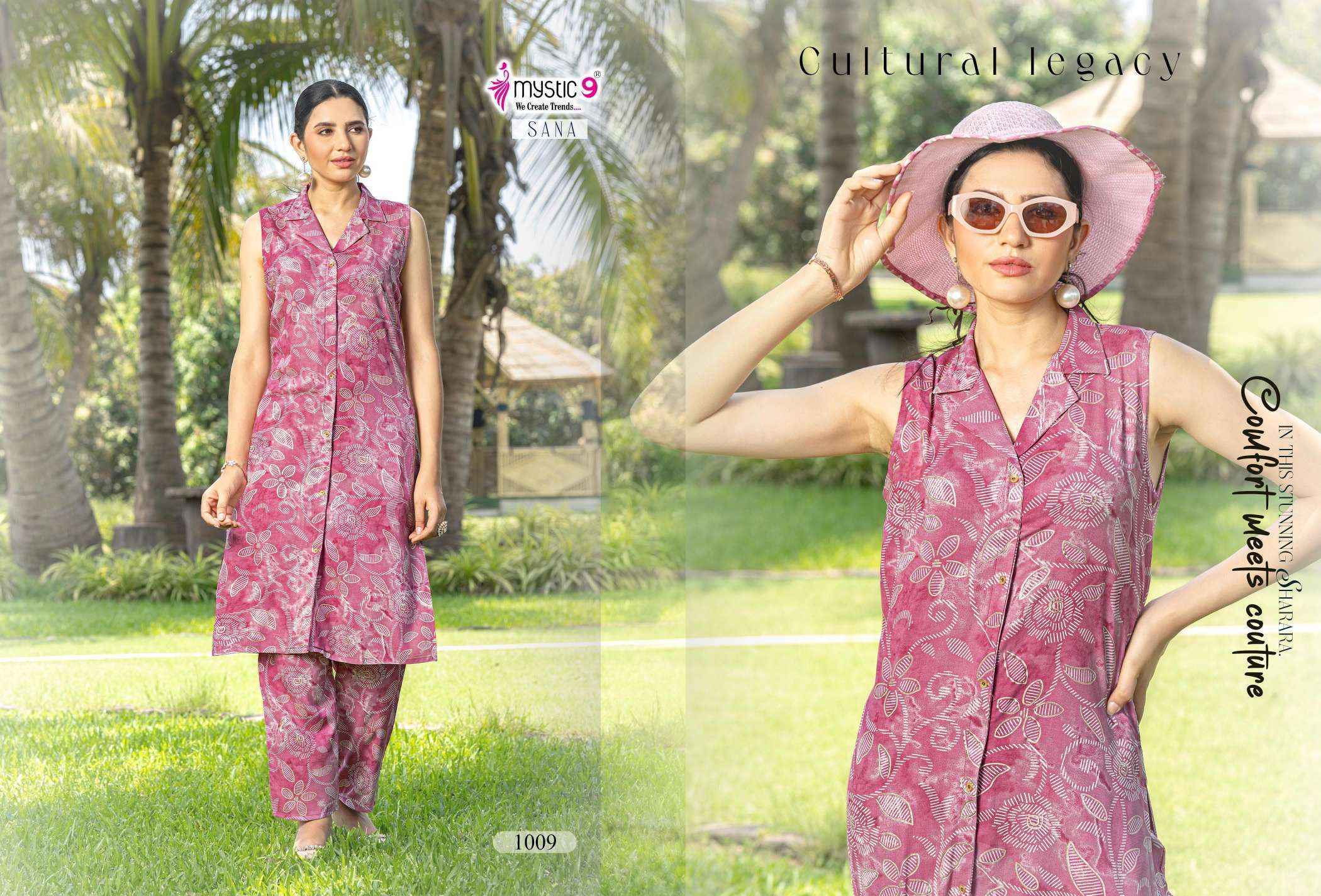 Mystic 9 Sana Vol-1 Rayon Kurti With Bottom (10 pcs Catalogue)
