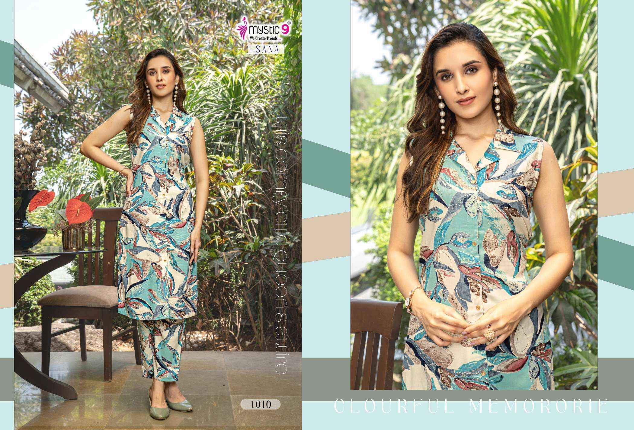 Mystic 9 Sana Vol-1 Rayon Kurti With Bottom (10 pcs Catalogue)