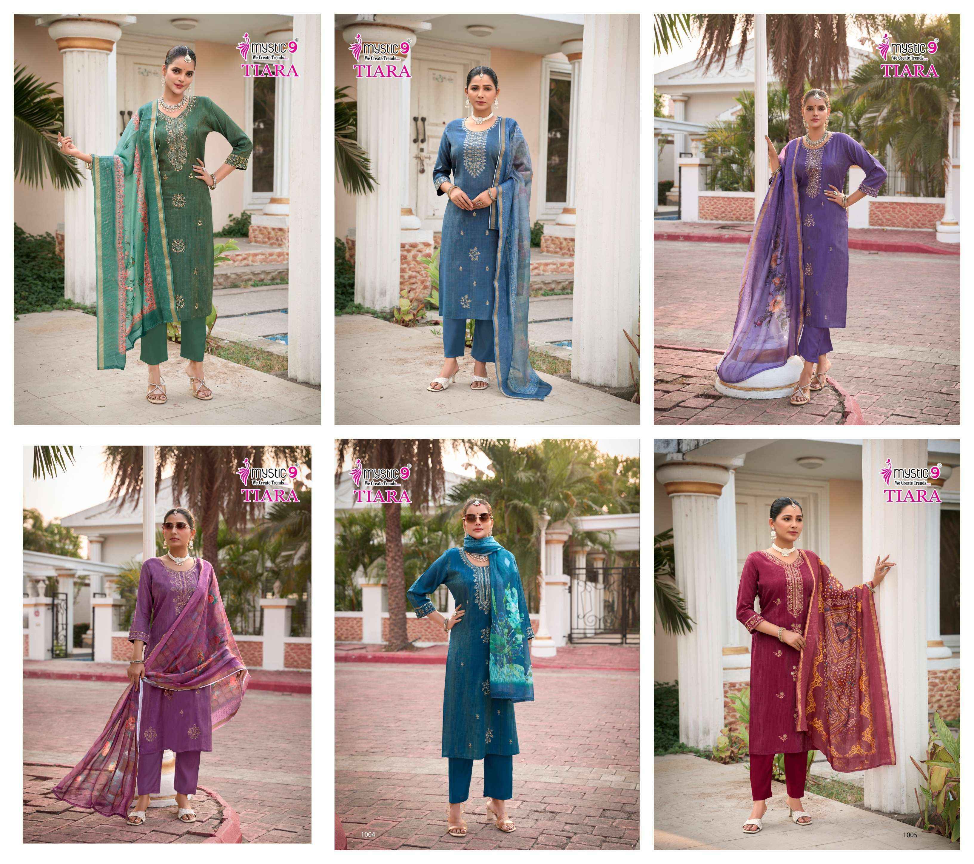 Mystic 9 Tiara Vol 1 Simer Kurti Combo 6 pcs Catalogue