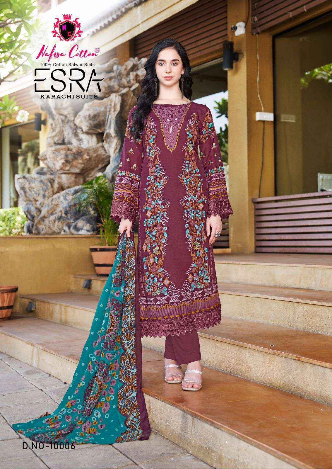 Nafisa Cotton Esra Karachi Vol-10 Cotton Dress Material (6 Pc Catalog)