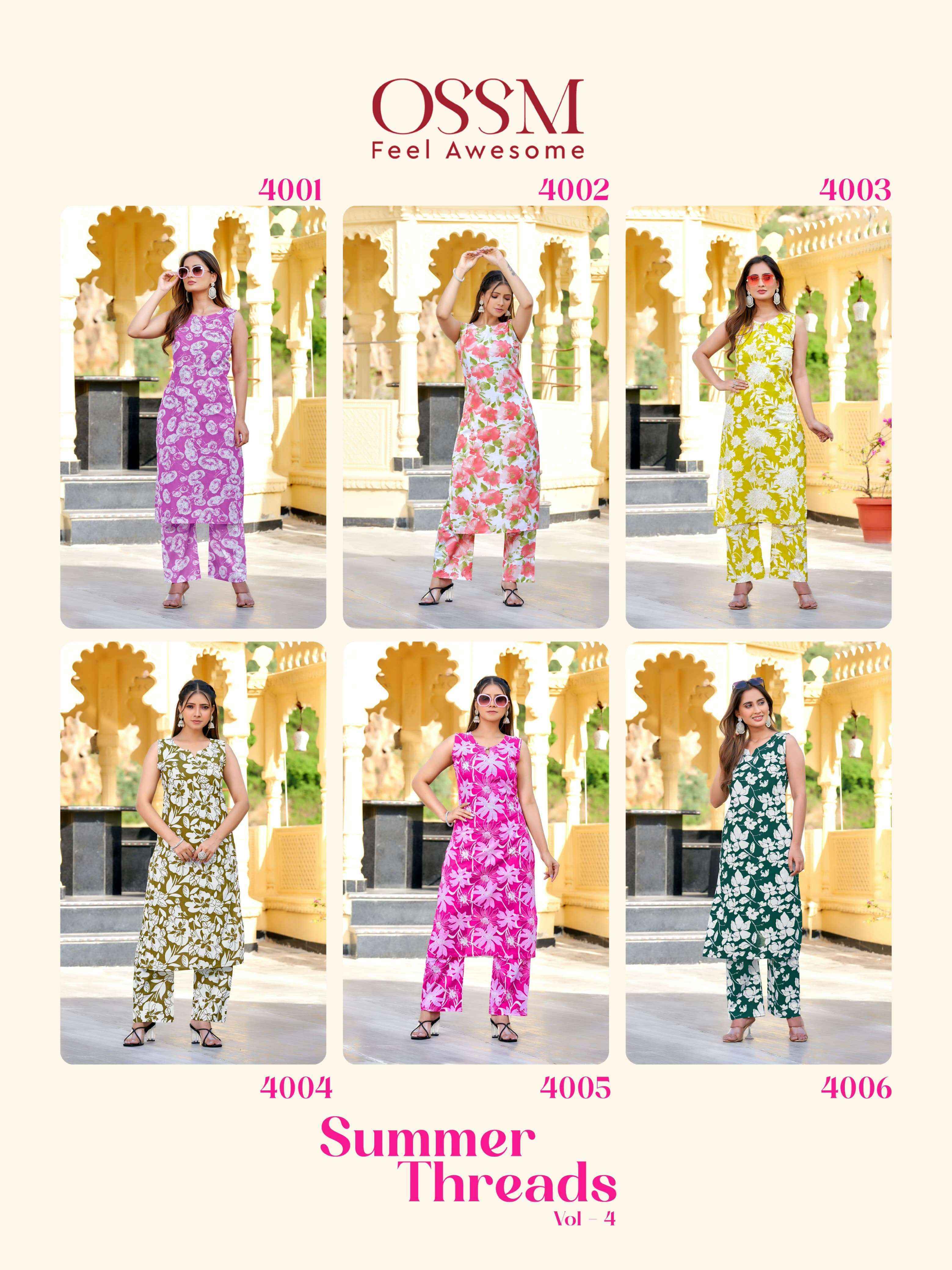 Ossm Summer Threads Vol-4 Cotton Co ord Set (6 pcs Catalogue)