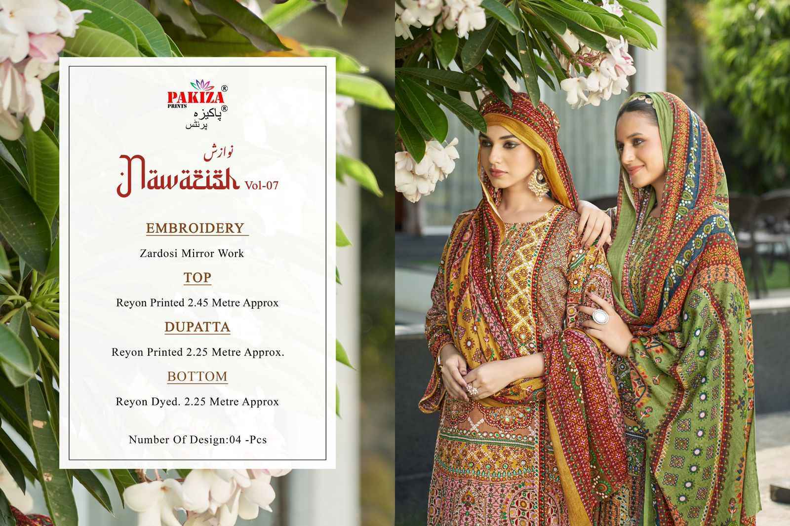 Pakiza Prints Nawazish Vol-7 Rayon Dress Material (4 pcs Catalogue)