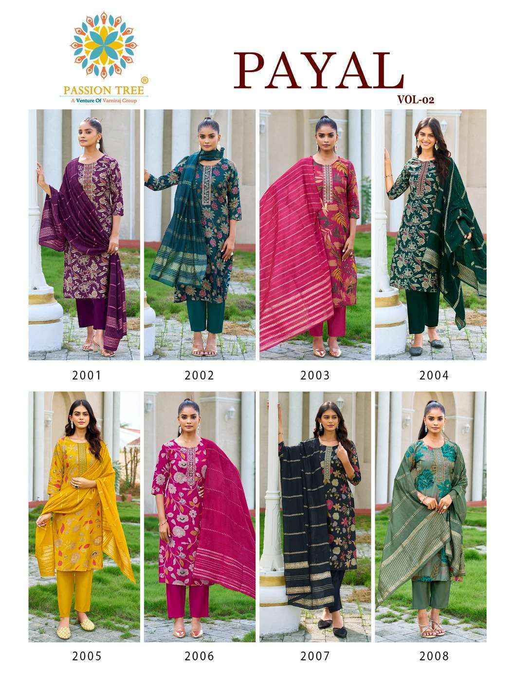 Passion Tree Payal Vol 2 Fancy Kurti Combo 8 pcs Catalogue