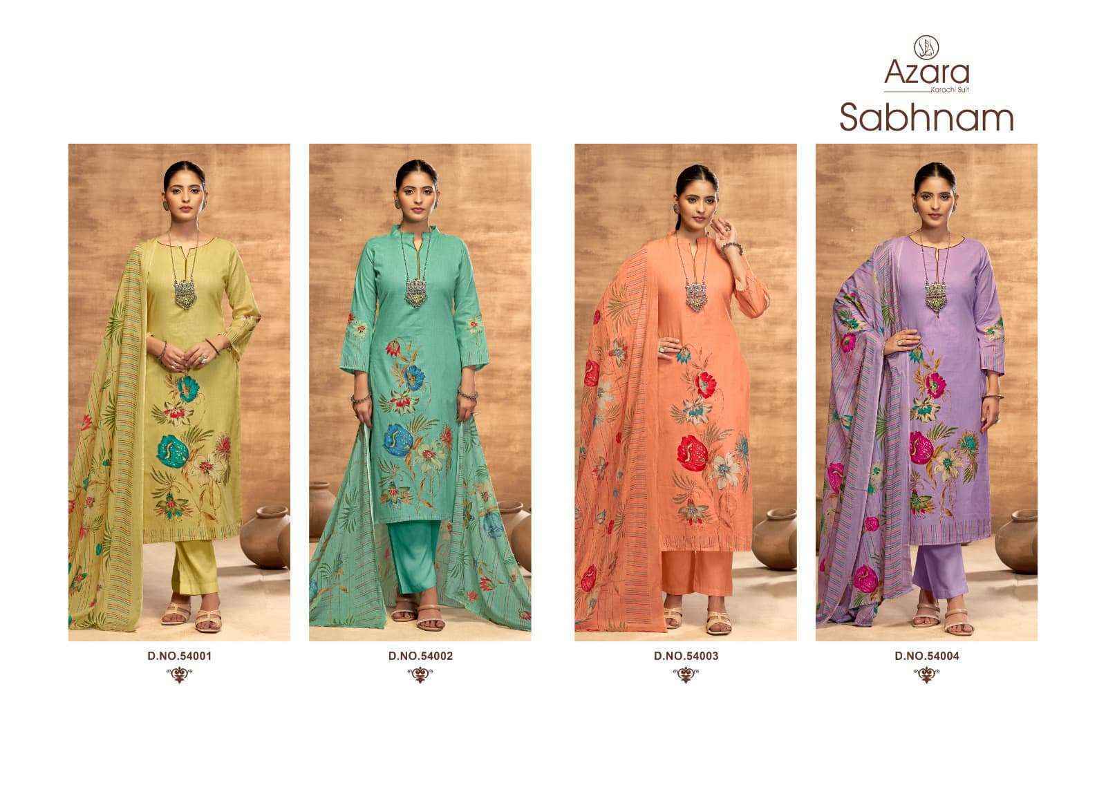 Radhika Fashion Azara Sabhnam Lawn Cotton Dress Material (4 pcs Catalogue)