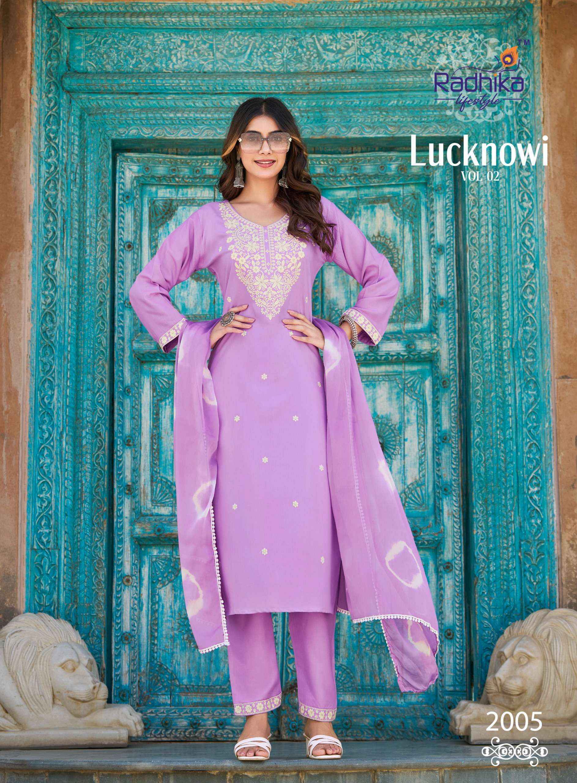 Radhika Lifestyle Lucknowi Vol-2 Rayon Readymade Suit (6 pcs Catalogue)