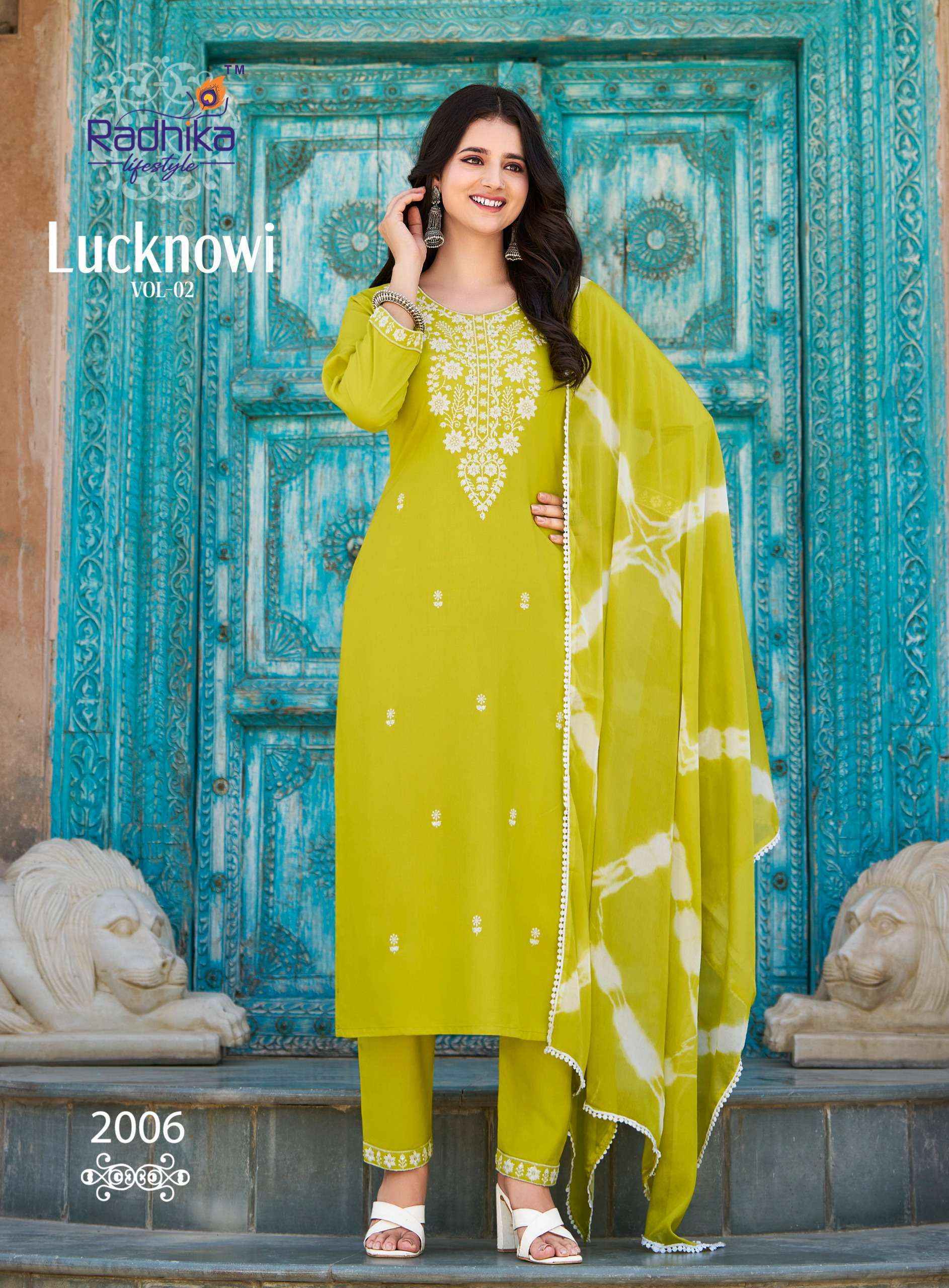 Radhika Lifestyle Lucknowi Vol-2 Rayon Readymade Suit (6 pcs Catalogue)