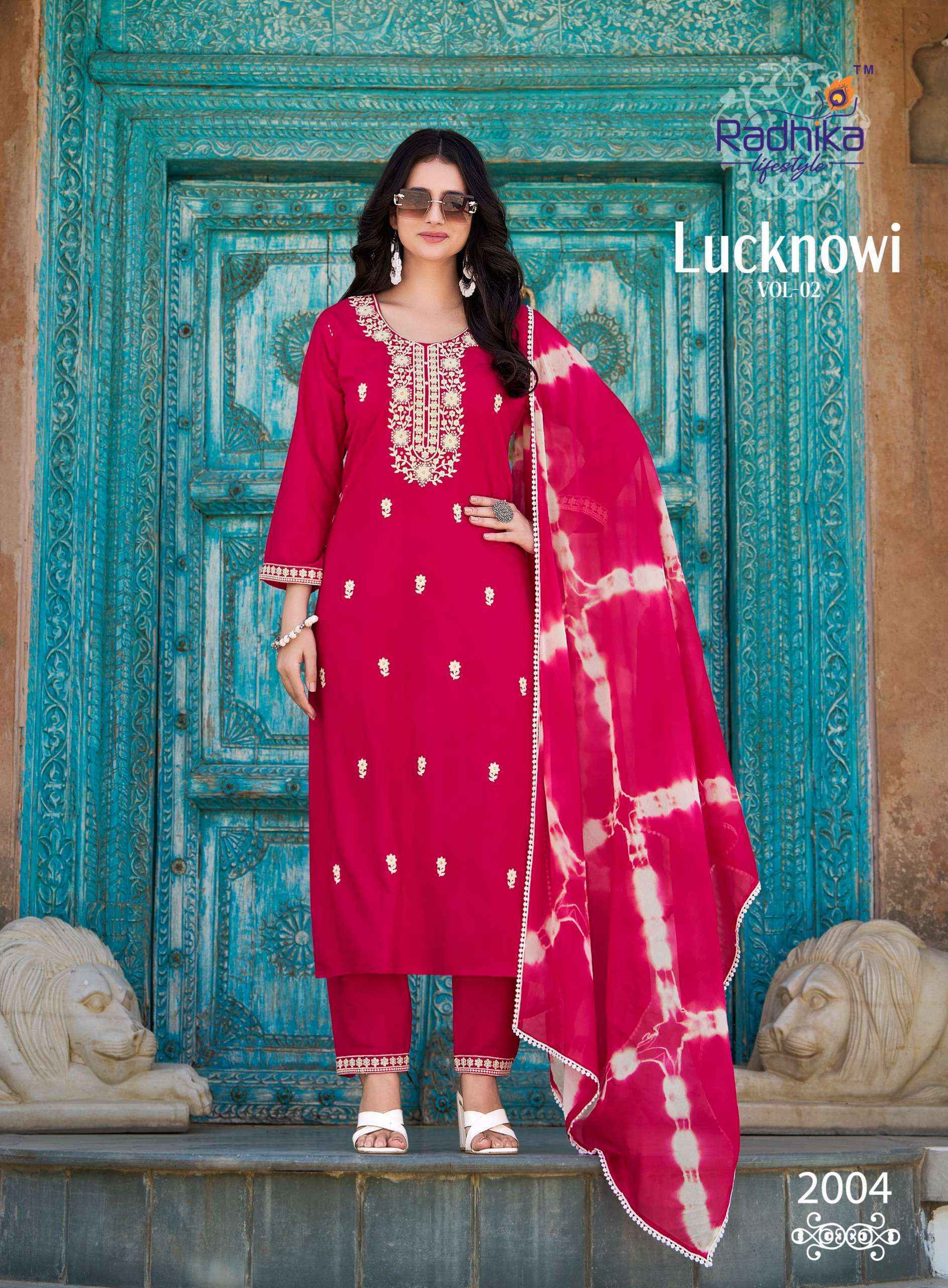 Radhika Lifestyle Lucknowi Vol-2 Rayon Readymade Suit (6 pcs Catalogue)