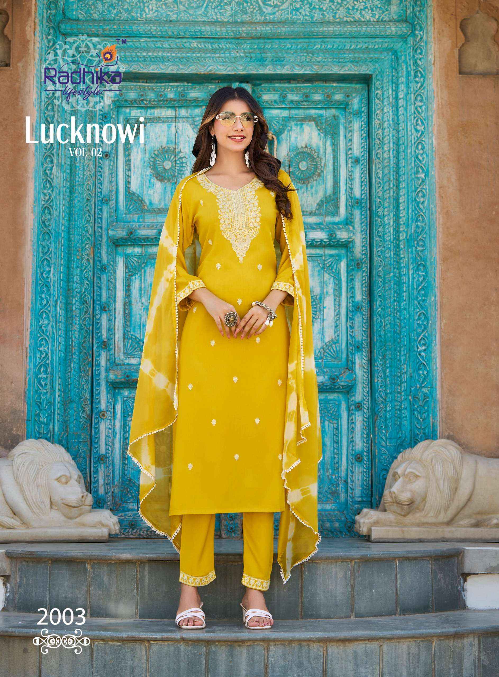 Radhika Lifestyle Lucknowi Vol-2 Rayon Readymade Suit (6 pcs Catalogue)