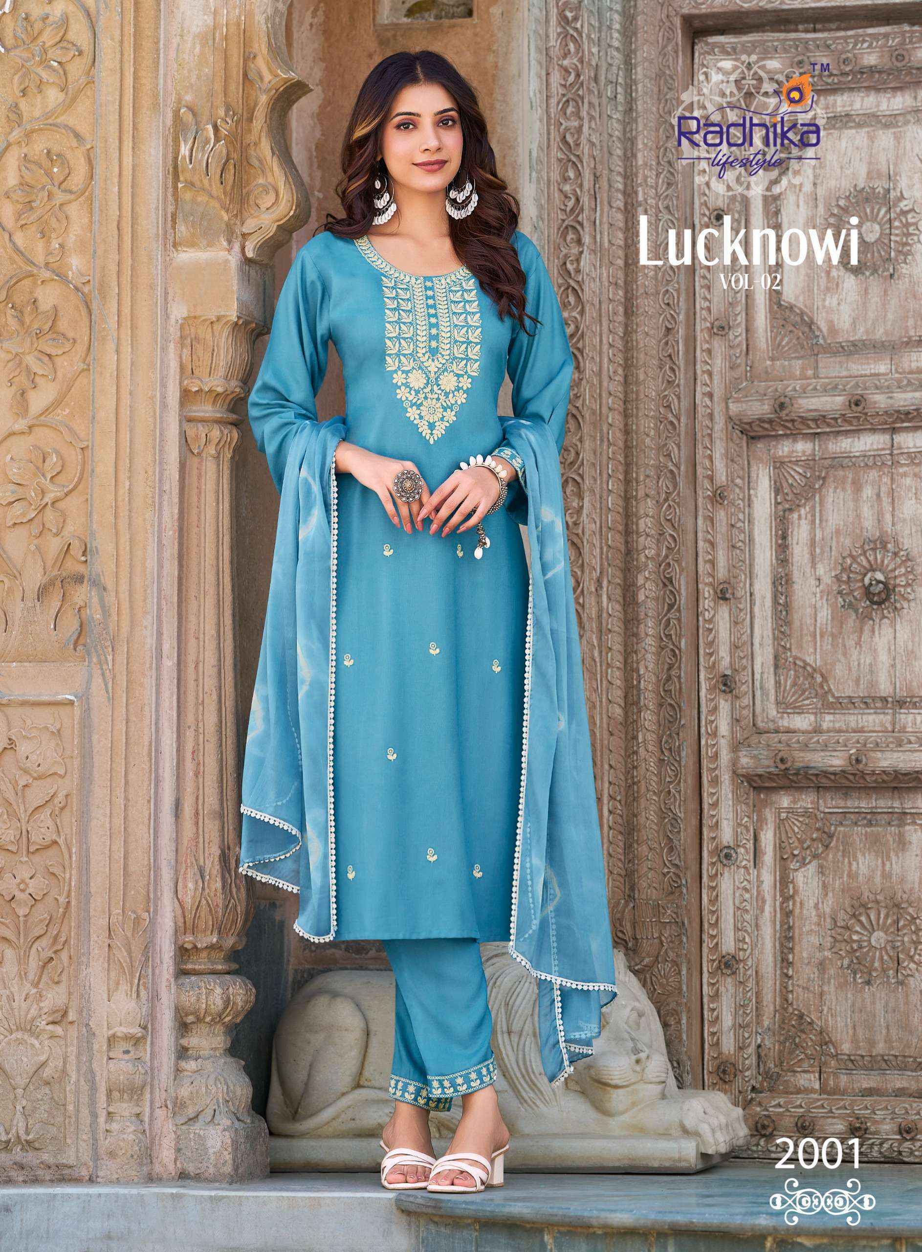 Radhika Lifestyle Lucknowi Vol-2 Rayon Readymade Suit (6 pcs Catalogue)