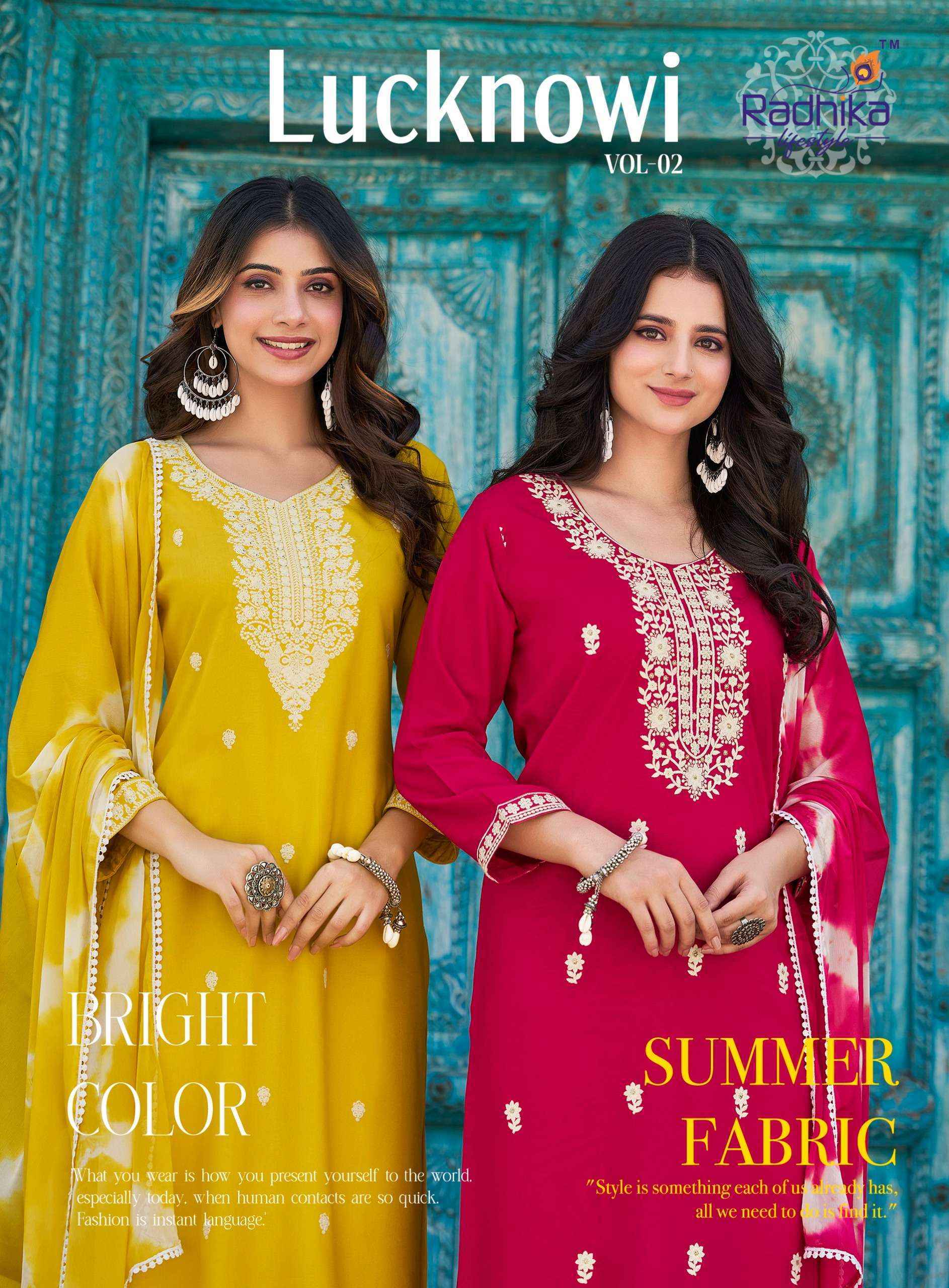 Radhika Lifestyle Lucknowi Vol-2 Rayon Readymade Suit (6 pcs Catalogue)