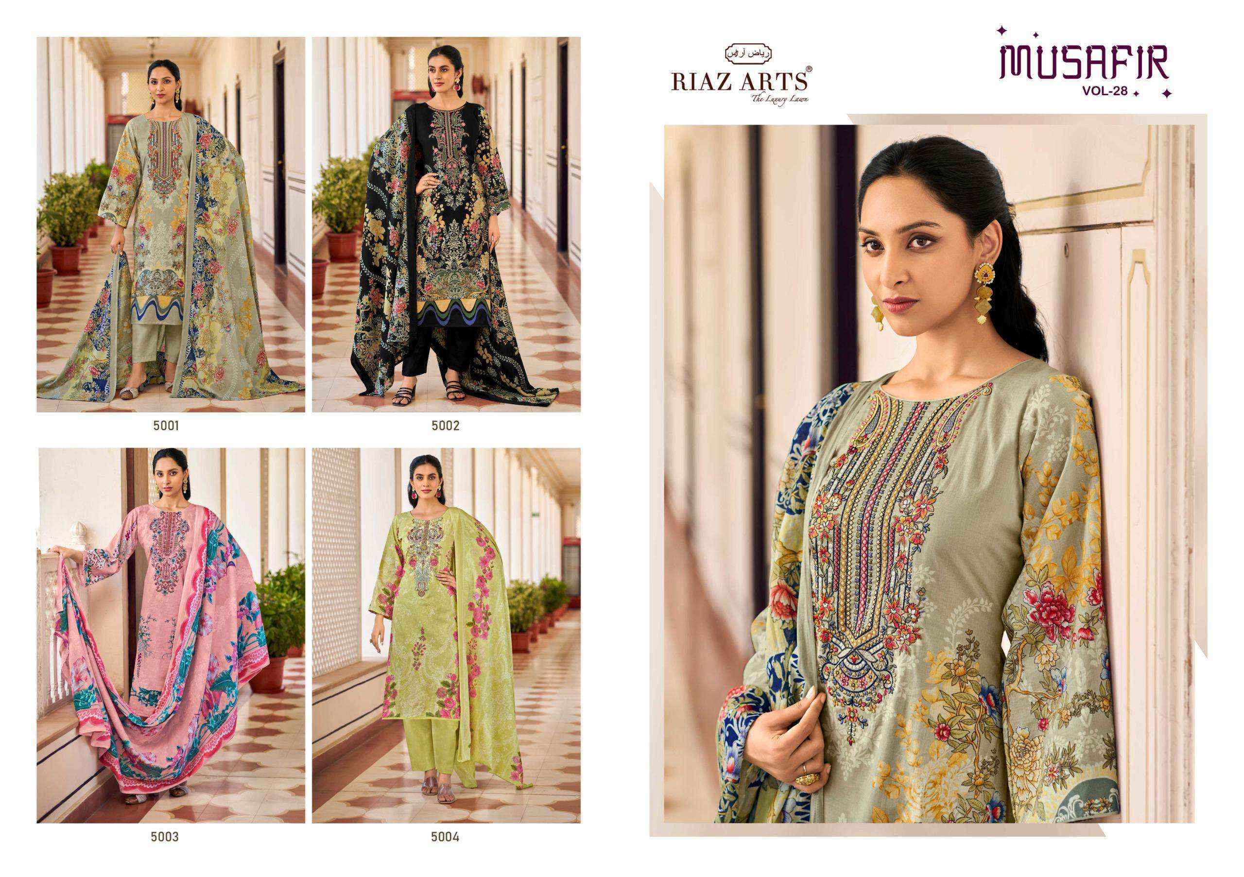Riaz Arts Musafir Vol-28 Lawn Cotton Dress Material (4 pcs Catalogue)