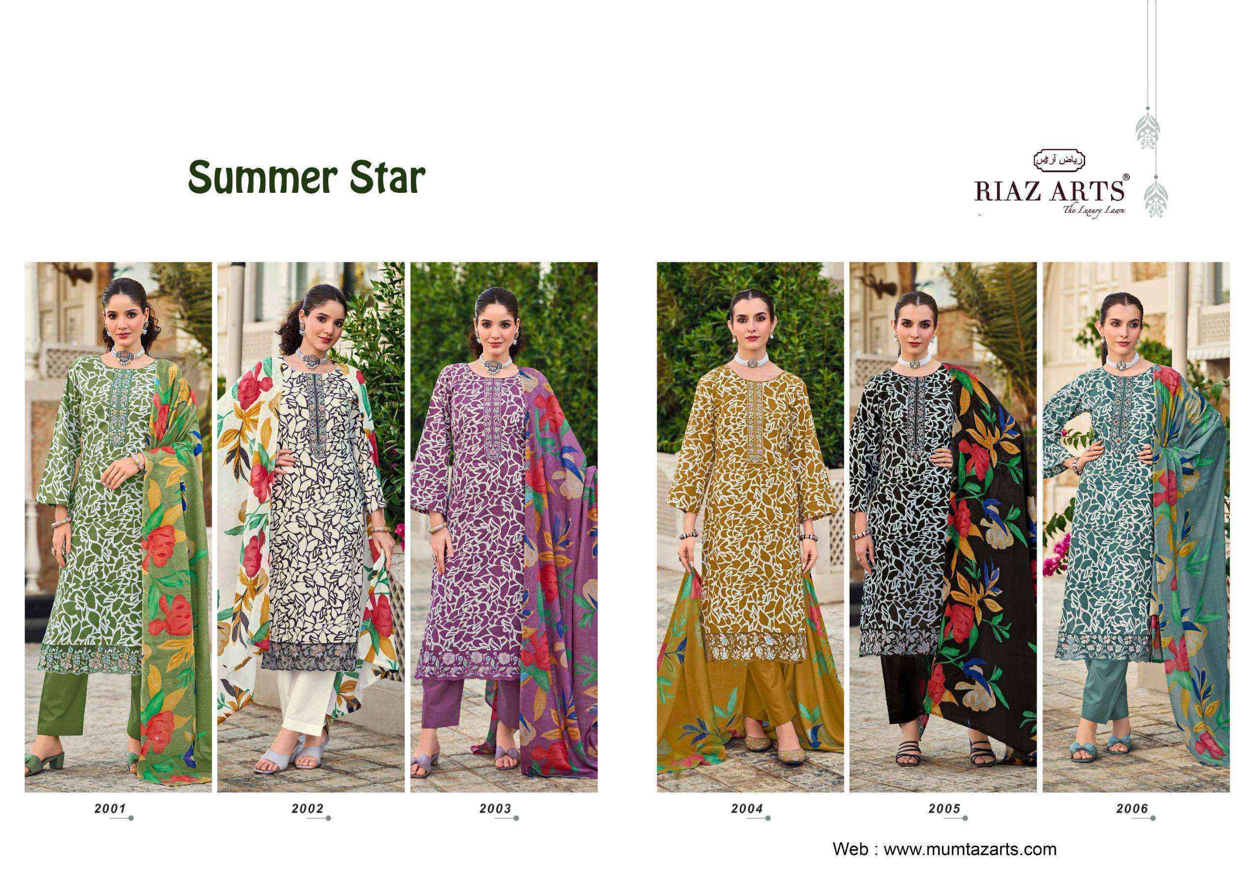 Riaz Arts Summer Star Lawn Cotton Dress Material 6 pcs Catalogue