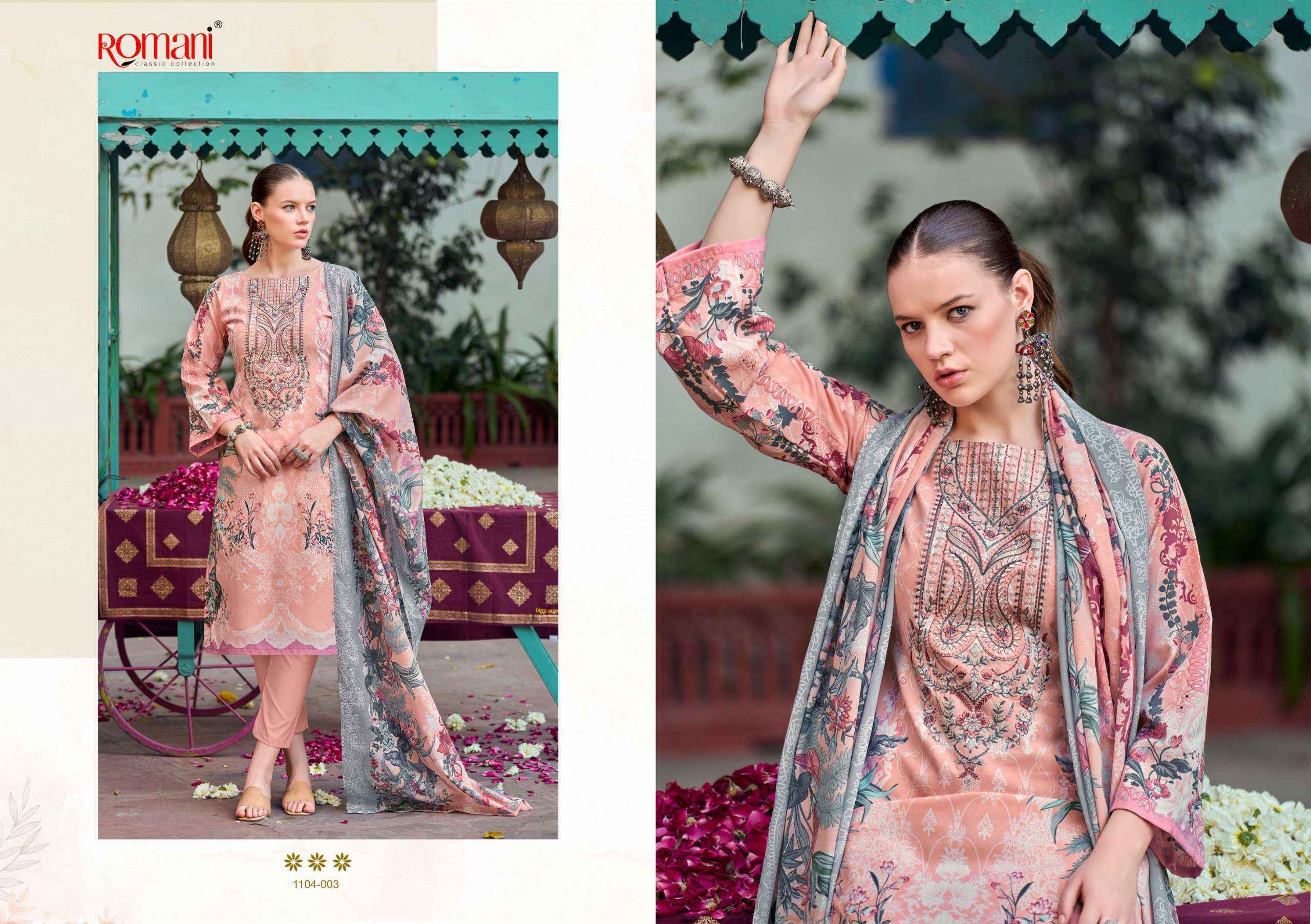 Romani Needle Wonder Cotton Dress Material (8 pcs Catalogue)