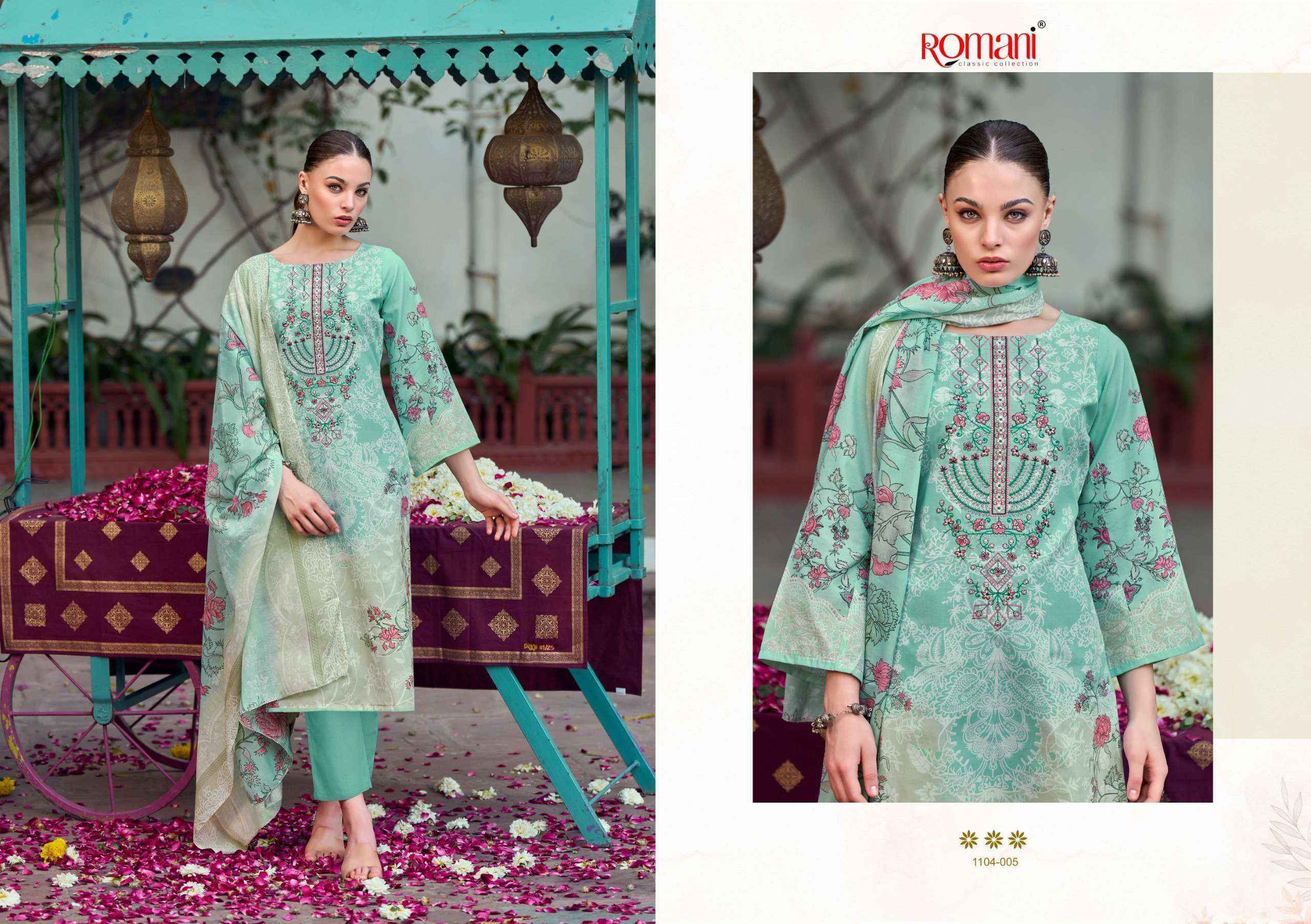 Romani Needle Wonder Cotton Dress Material (8 pcs Catalogue)