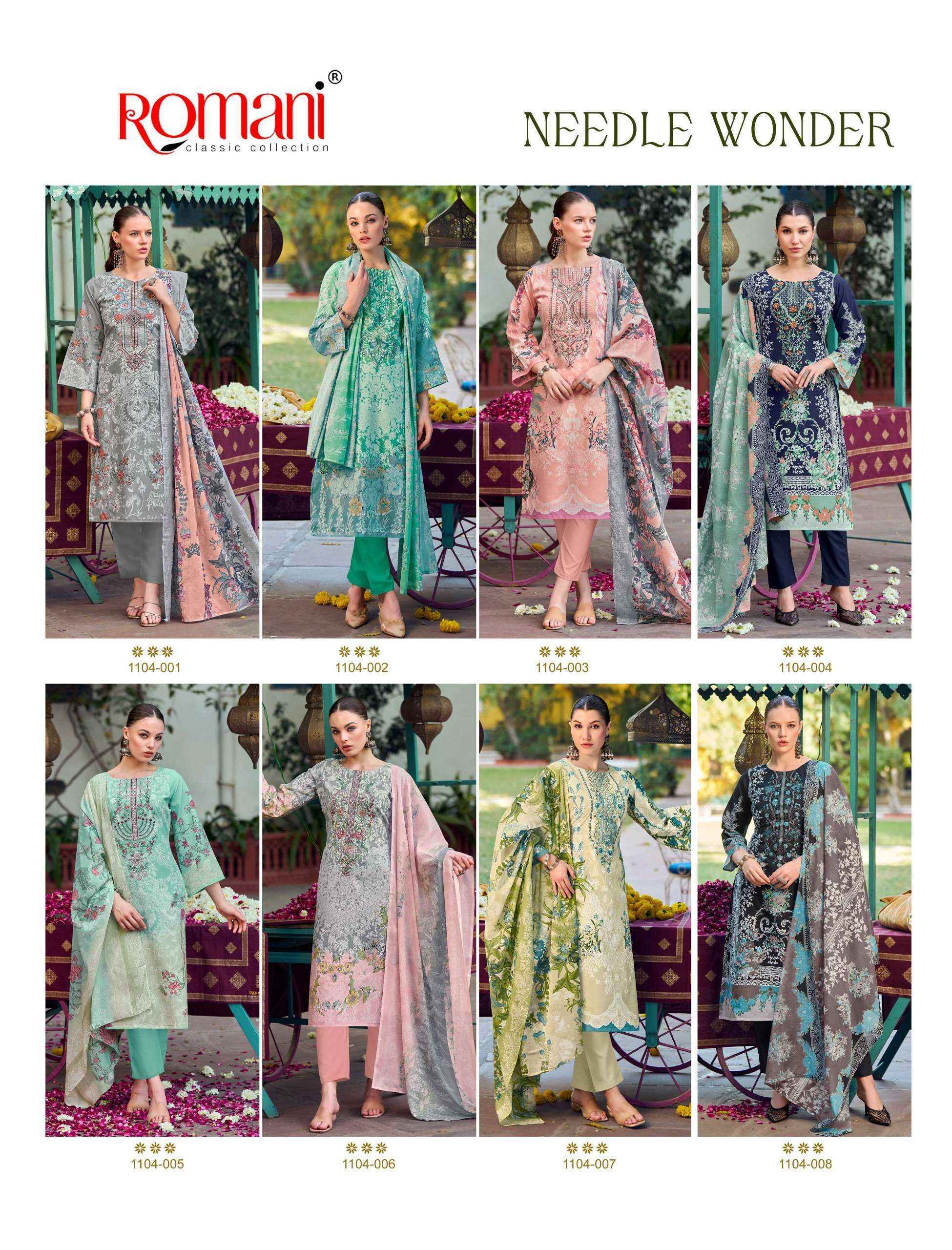 Romani Needle Wonder Cotton Dress Material (8 pcs Catalogue)