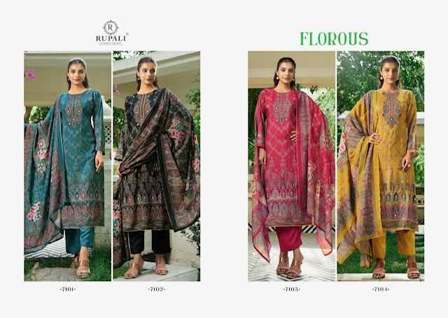 Rupali Fashion Florous Viscouse Musline Dress Material (4 pcs Catalogue)