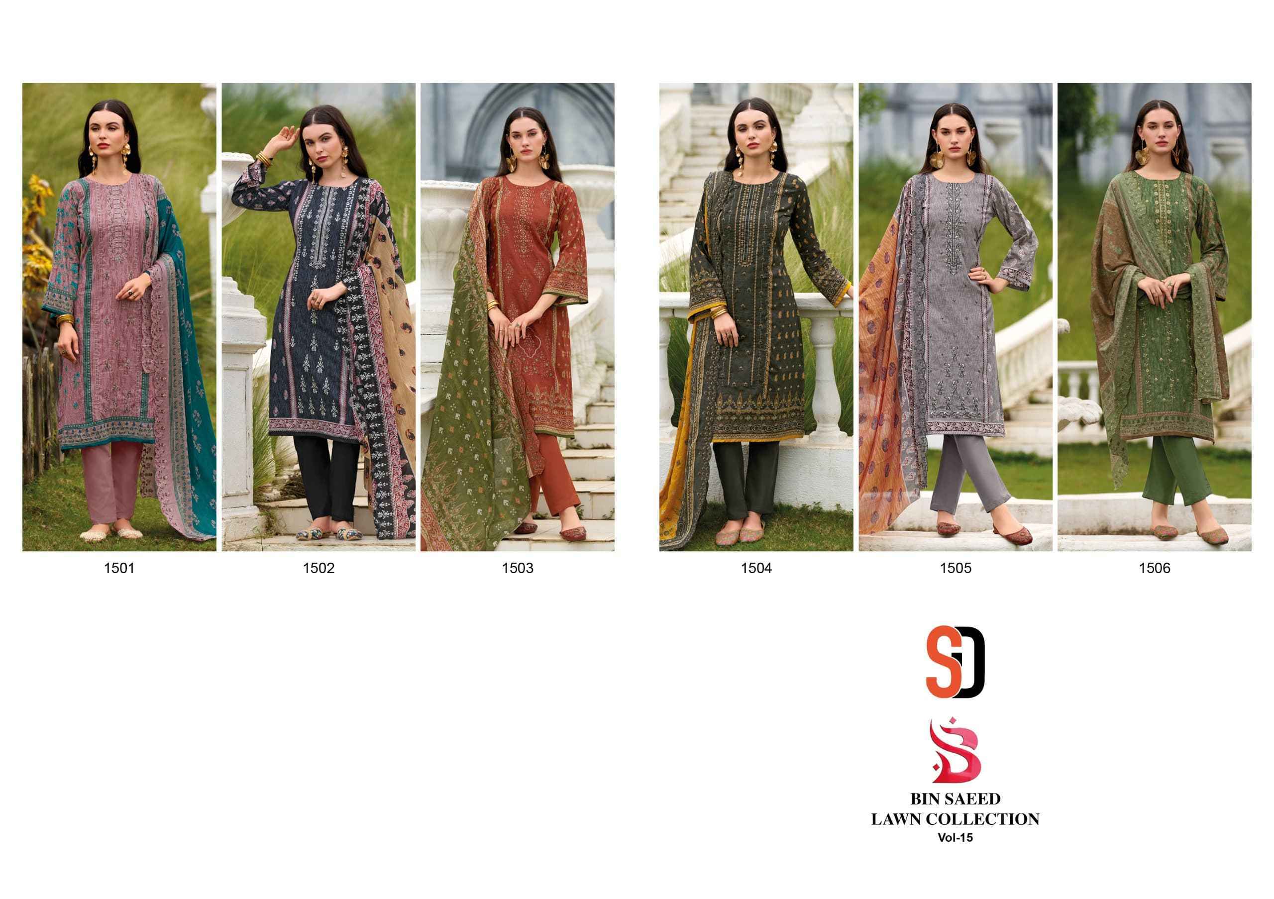 Shraddha Designer Bin Saeed Vol-15 Cotton Dress Material (6 pcs Cataloge)
