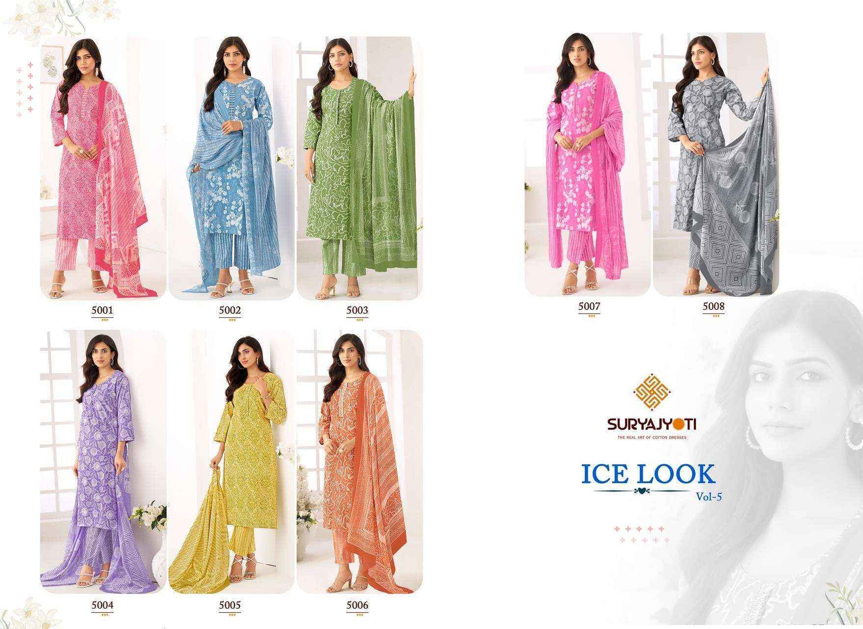 Suryajyoti Ice Look Vol-5 Cotton Dress Material (8 pcs Catalogue)