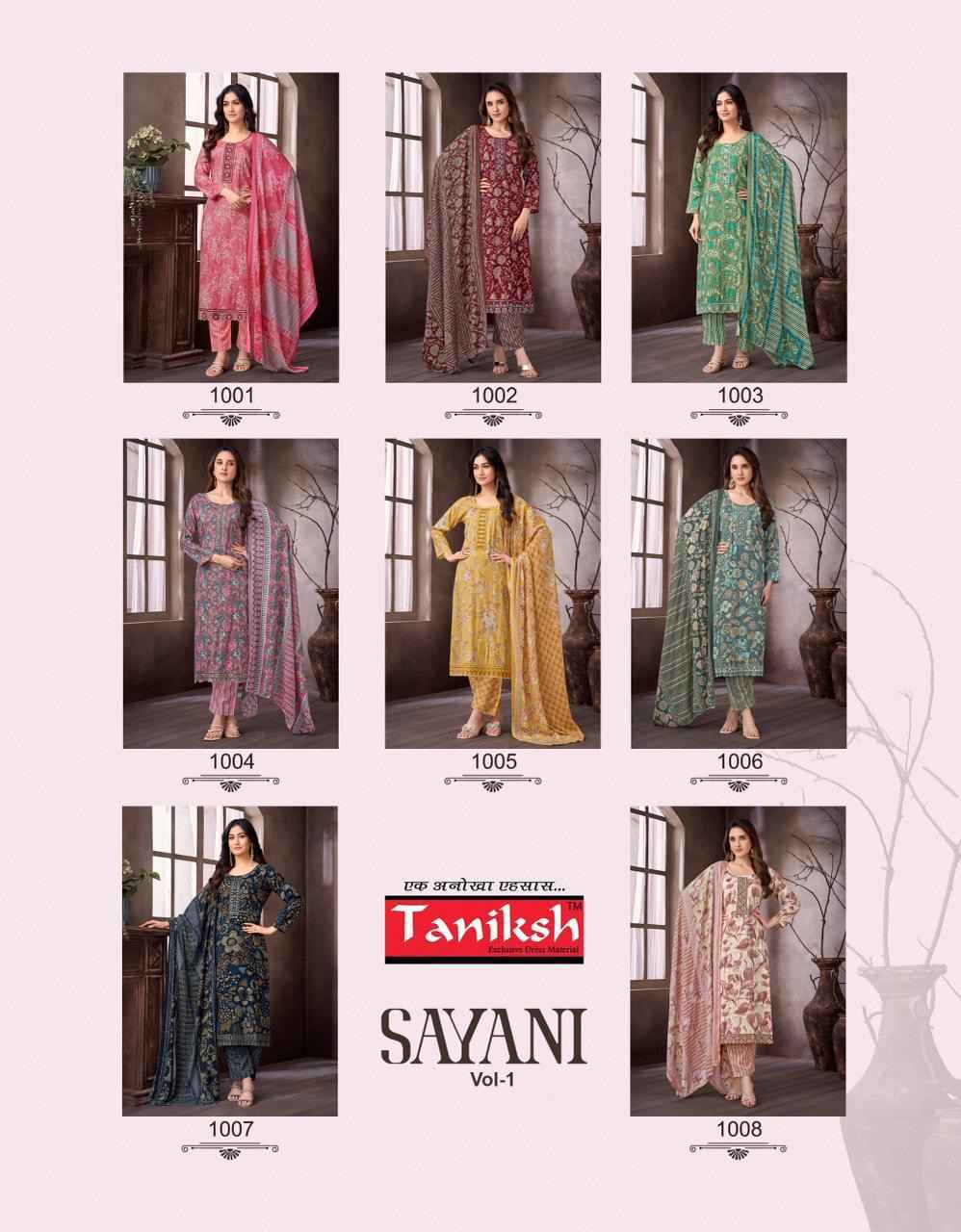 Taniksh Sayani Vol-1 Viscouse Readymade Suit (8 pcs Catalogue)