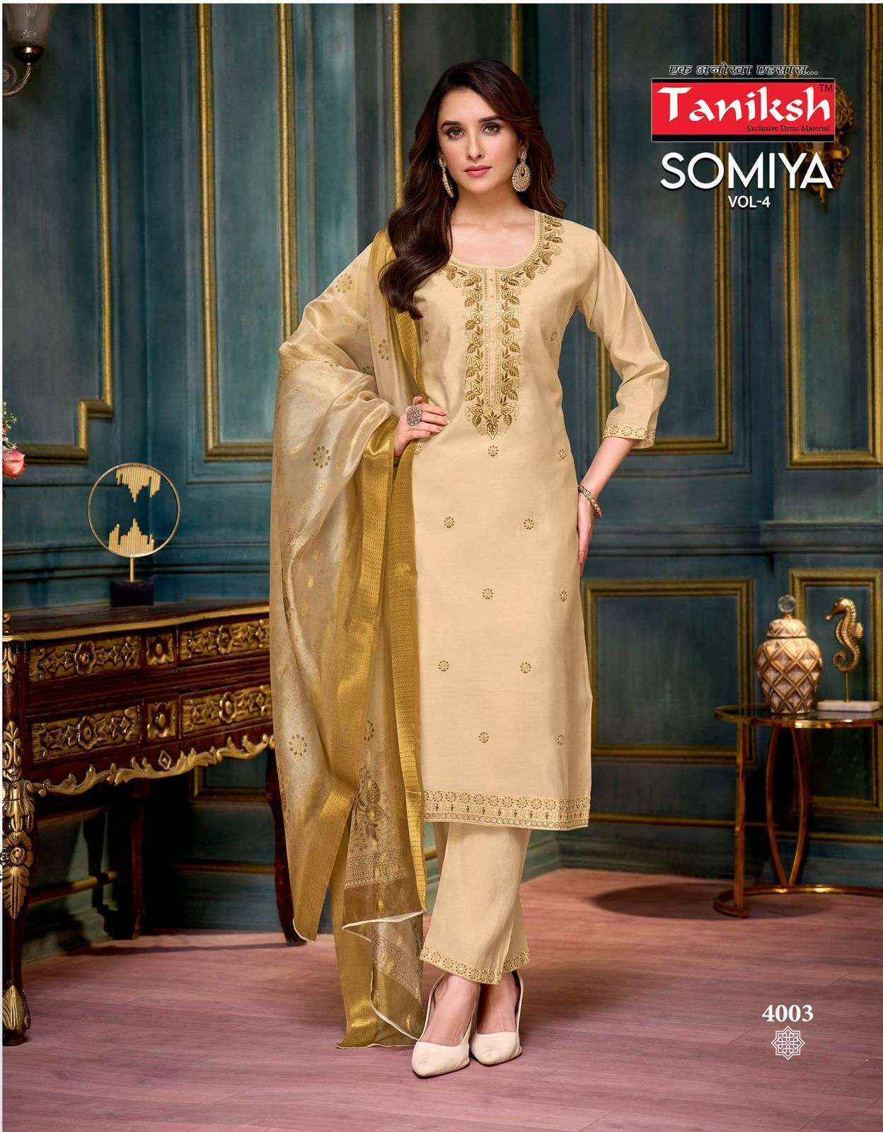 Taniksh Somiya Vol-4 Roman Silk Readymade Suit (8 pcs Catalogue)