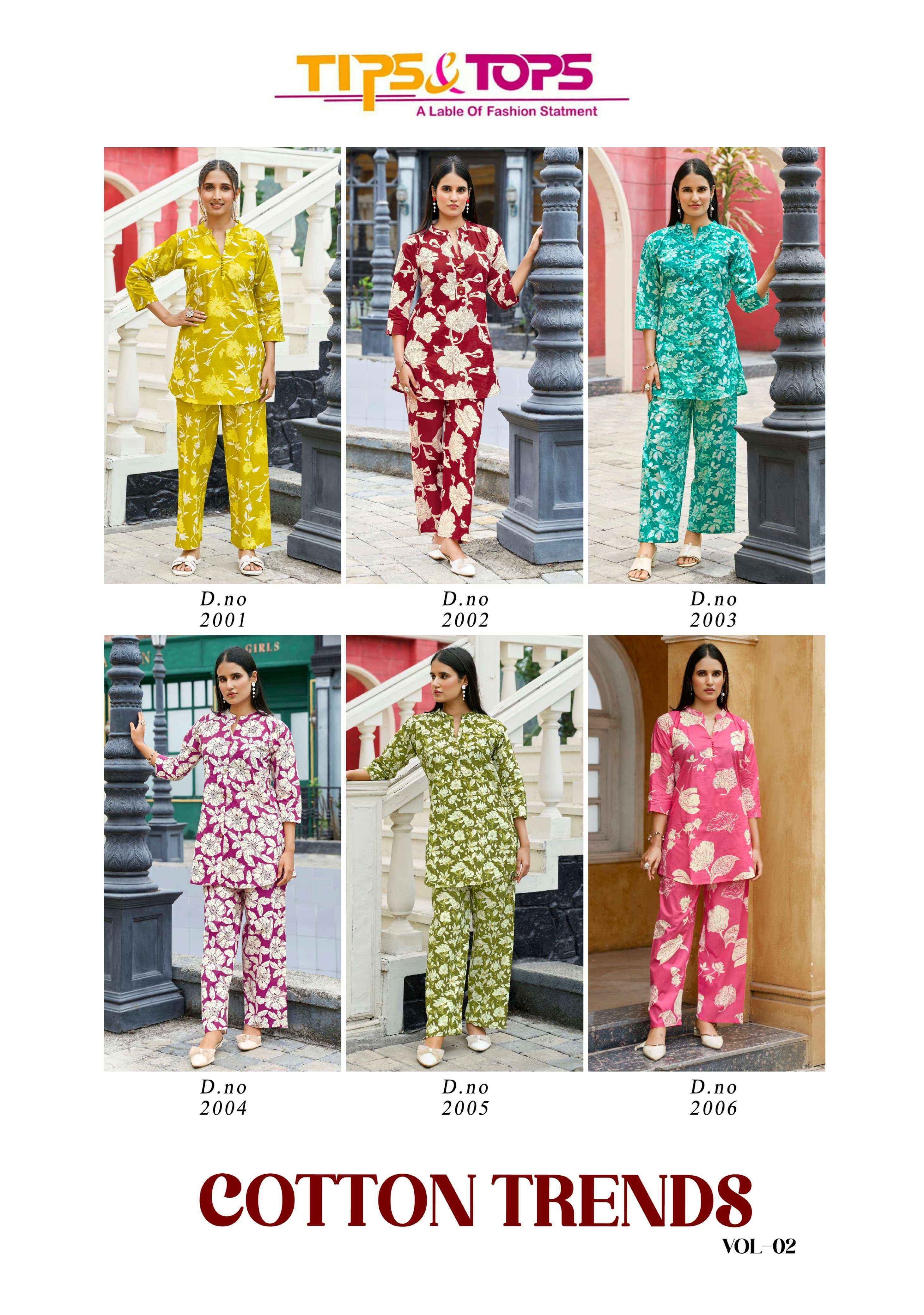 Tips & Tops Cotton Trends Vol-2 Cotton Co ord set (6 pcs Catalogue)